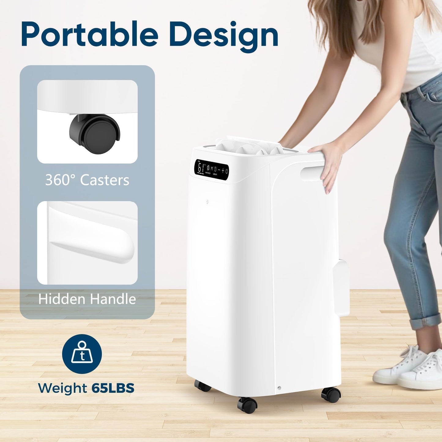 14000 BTU Portable Air Conditioners, Cools Up to 700 Sq.Ft, Portable AC Unit with Remote Control, Cooling, Fan, Dehumidification, Sleep Mode& Installation Kits for Large Rooms, White