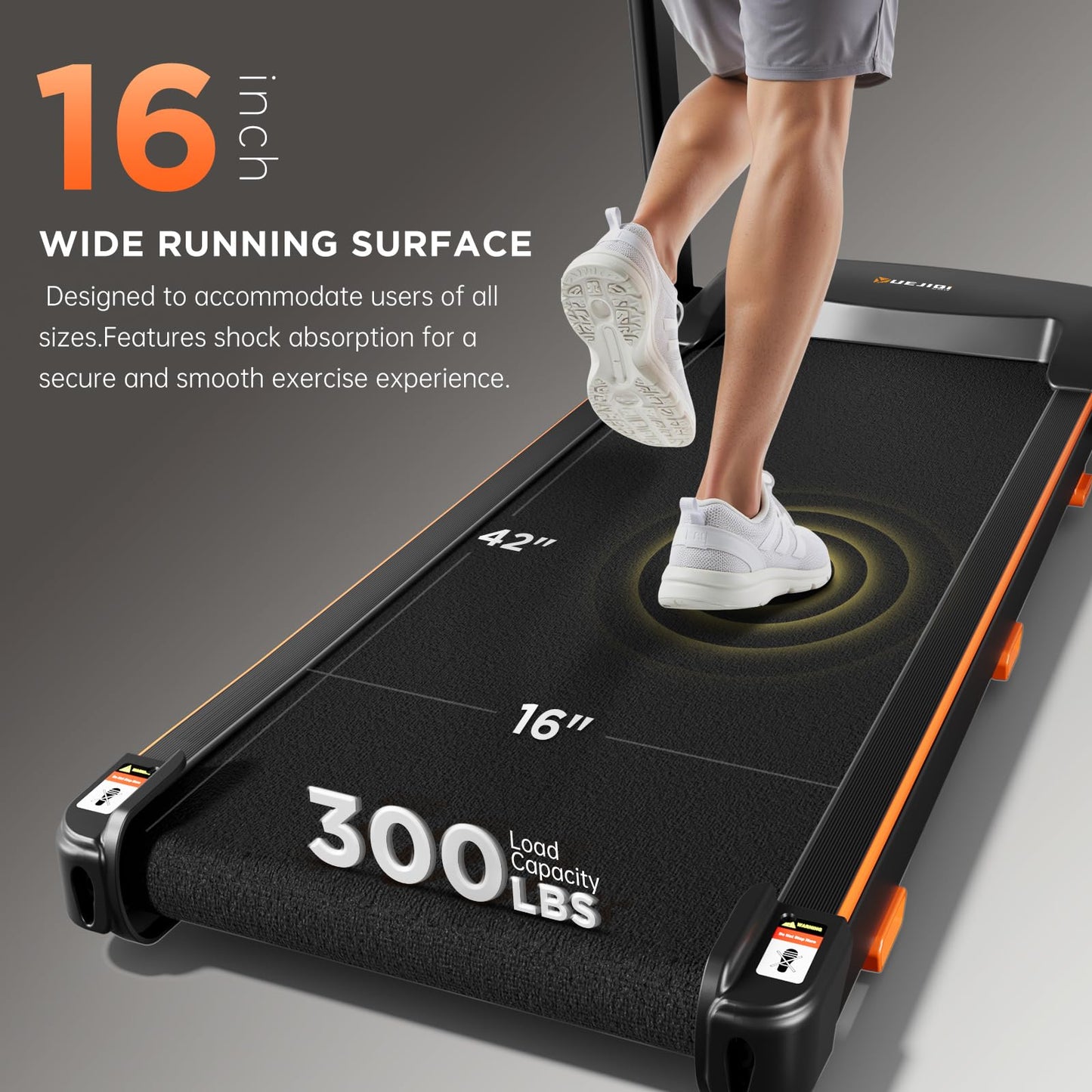 YUEJIQI Treadmills for Home, 3.0HP Quiet Brushless Foldable Treadmill with Incline, Small Space Portable Running Walking Machine, 300 Lbs Capacity with Bluetooth APP & Pulse Monitor