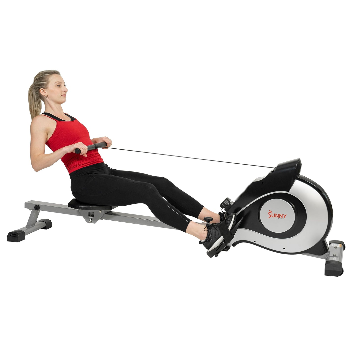 Sunny Health & Fitness Magnetic Rowing Machine Rower with 8-Level Resistance, 53.4" Extended Slide Rail & Digital LCD Display - SF-RW520084S