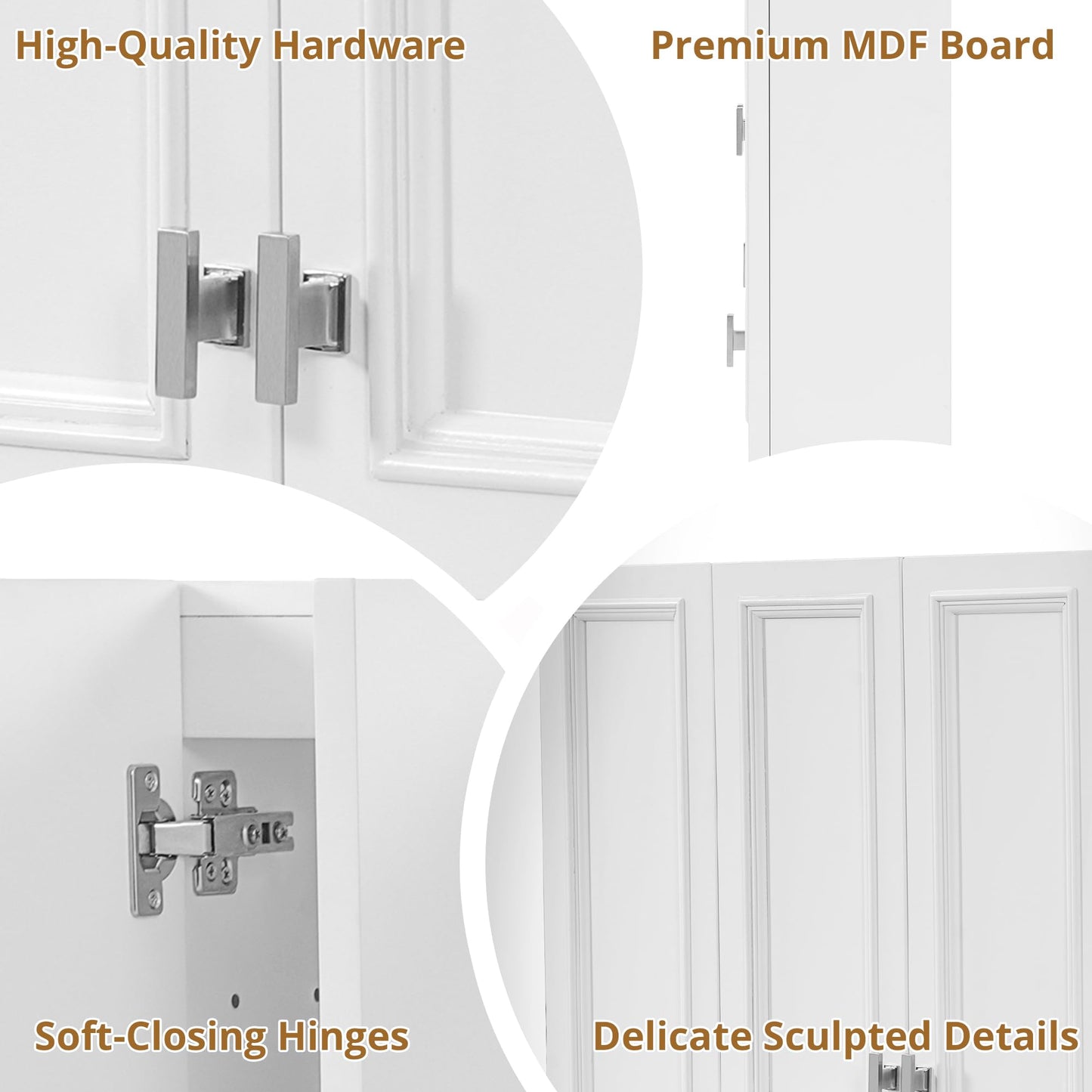 Virubi 36 Inch Bathroom Medicine Cabinet with Doors, Wall Mounted Storage Organizer with Open Shelf, Over The Toilet Wall Cabinet with Smooth Painted Finish, Metal Handle