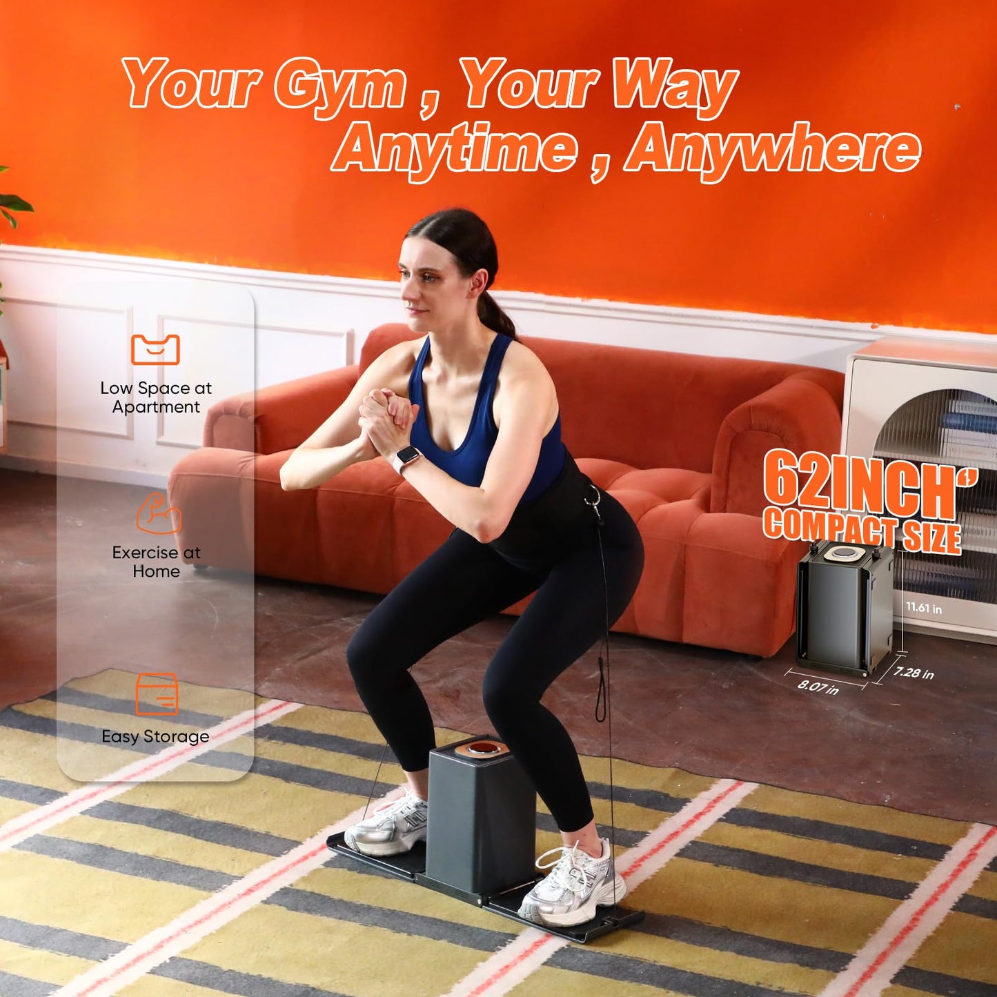 SR3 Smart Home Gym Equipment ，Portable Full Body Workout Cable Machine with Ambient Light,at Home Gym | All in One Gym for Travel | Foldable Gym & Home Exercise Equipment