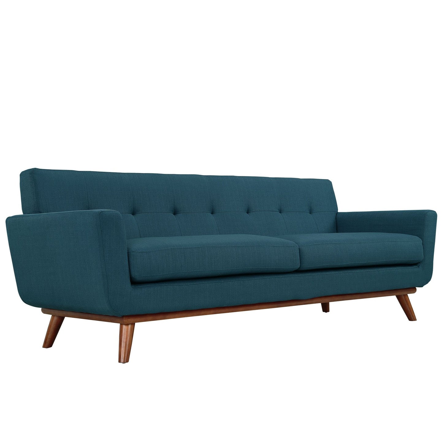 Modway Engage Mid-Century Modern Upholstered Loveseat and Sofa in Azure, Set of 2