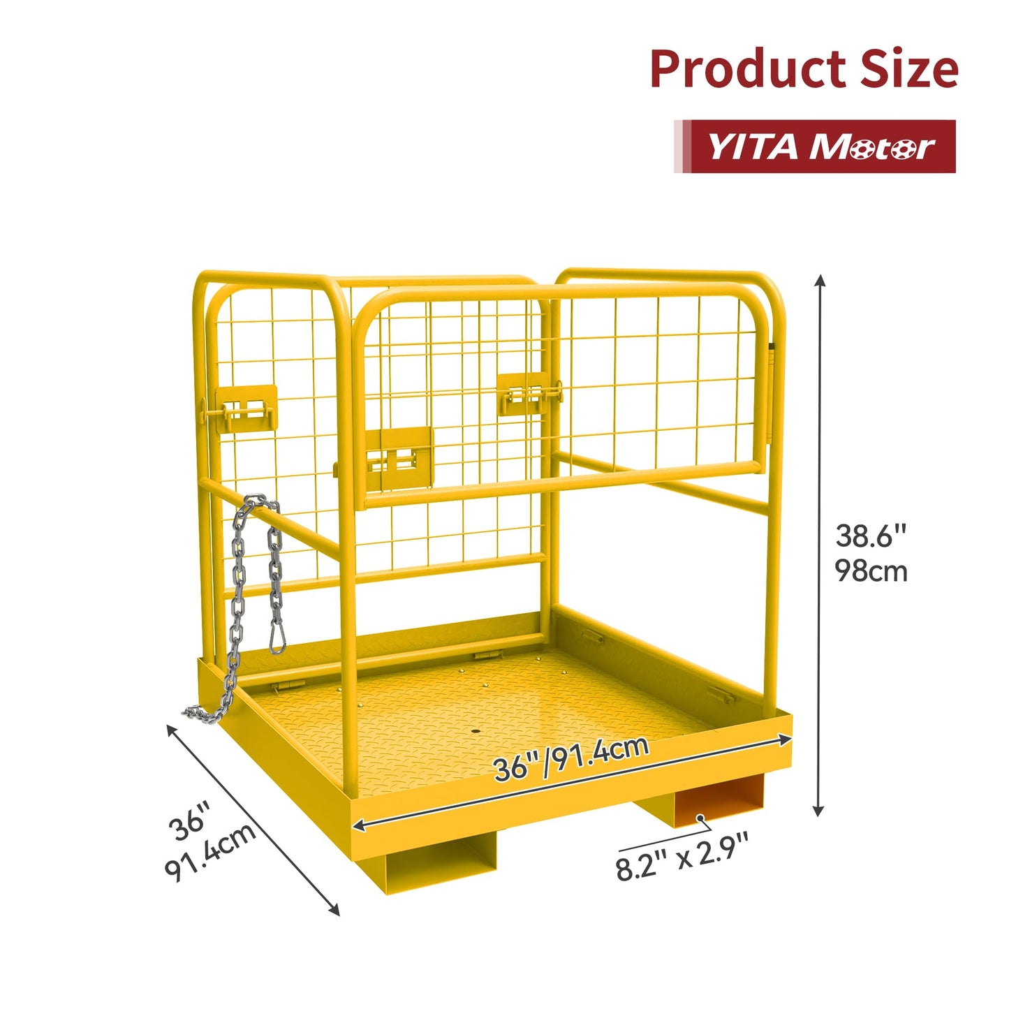 YITAMOTOR 36 "x36" Forklift Safety Cage, 1200lbs Forklift Man Basket Work Platform, Heavy Duty Collapsible Lift Cage for Most Aerial Jobs