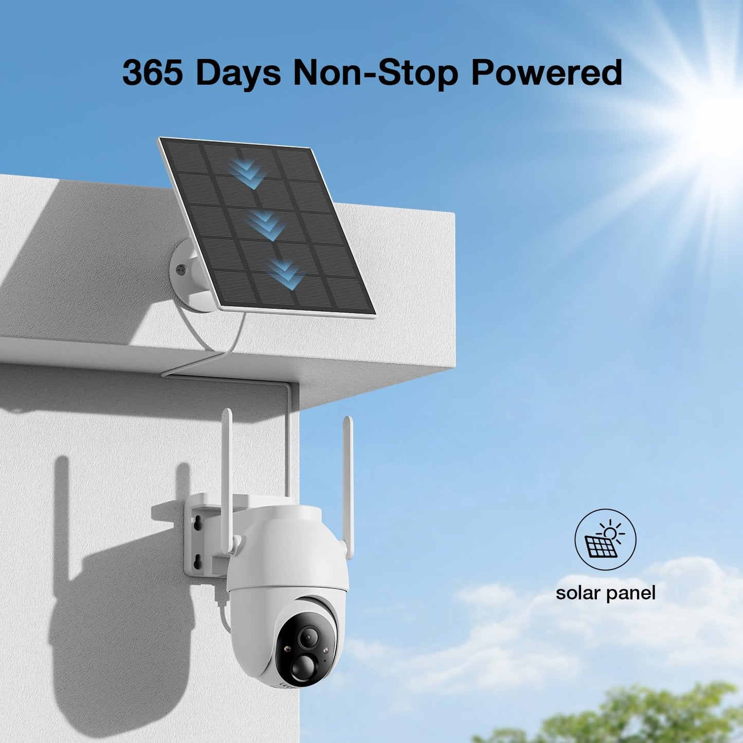 ELYSOO Solar Security Cameras Wireless Outdoor, 64GB Local Storage Included, 2K/4MP Home Security Camera System, 4-Cam Kit, 2.4G & 5GHz WiFi, PIR Motion Detection, 360° View