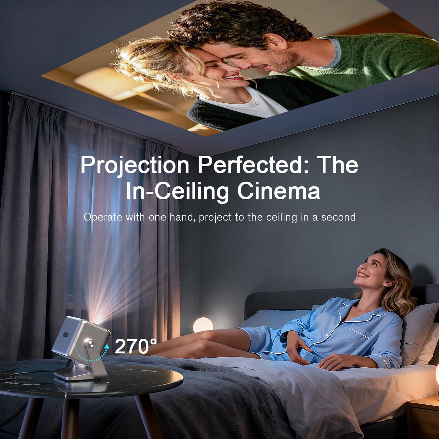 [4000 ANSI & Now with Netflix] 4K Projector with WiFi and Bluetooth for Display Booths, Auto Focus Keystone Smart Projector , Voplls Mini Projector with Adjustable Stand for Home Bedroom (Silver Grey）