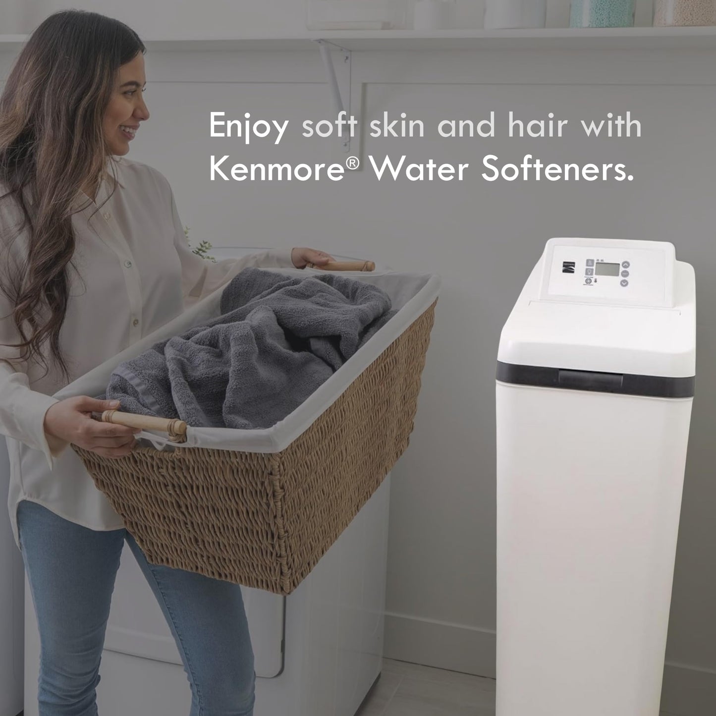 Kenmore 350 Water Softener System – 32,000 Grain Capacity Whole House Hard Water & Iron Reduction – Compact, Easy to Install, Salt Saving Technology