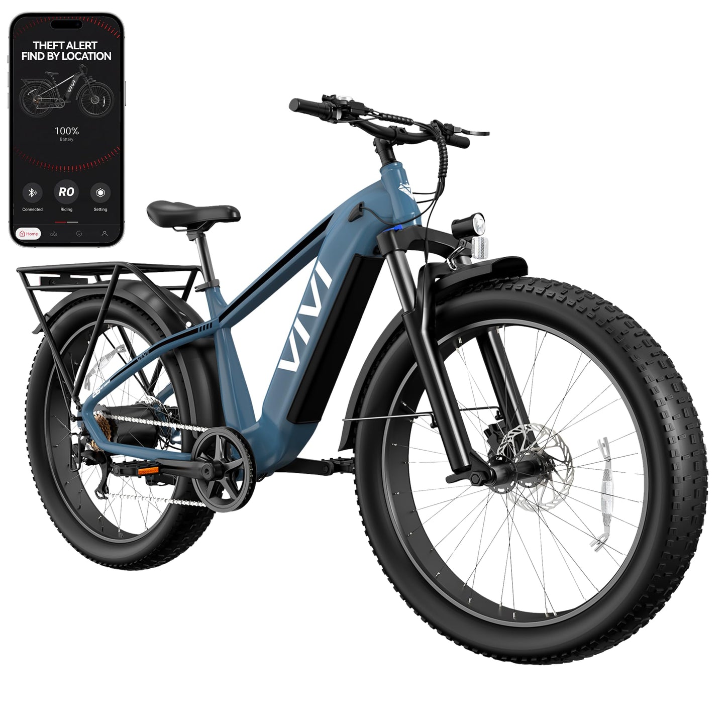 Vivi ACEpro Fat Tire Electric Bike for Adults, 26" x 4.0" Mountain e Bike, 749W Reated Motor with 19.98 MPH e-Bike, 48V 15Ah Big Battery, Dual Hydraulic & Location App, SGS Certified