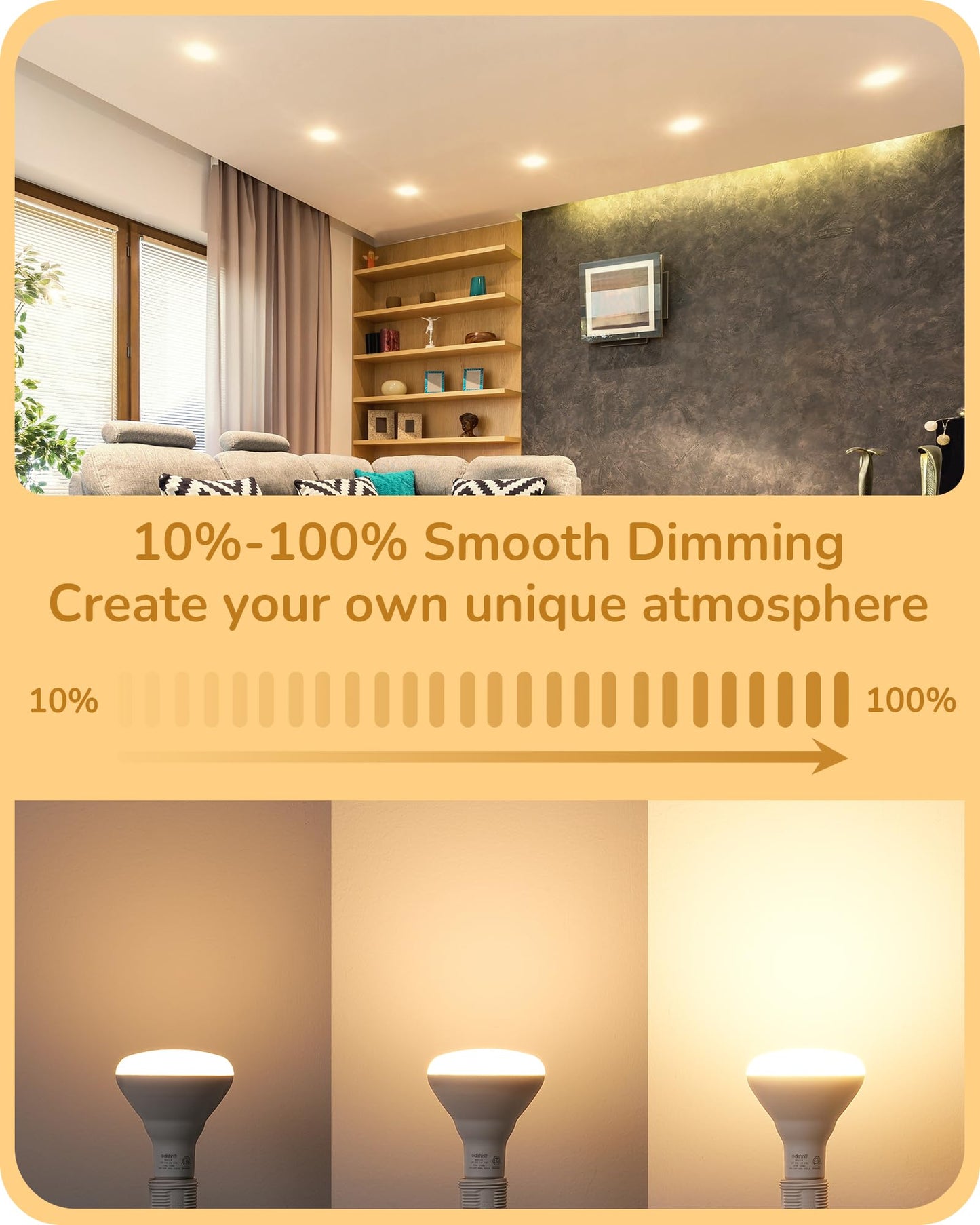 EDISHINE BR30 LED Bulb, Dimmable 11W Equivalent 65W, 850LM, 2700K Warm White, E26 Base, 6 Pack, ETL