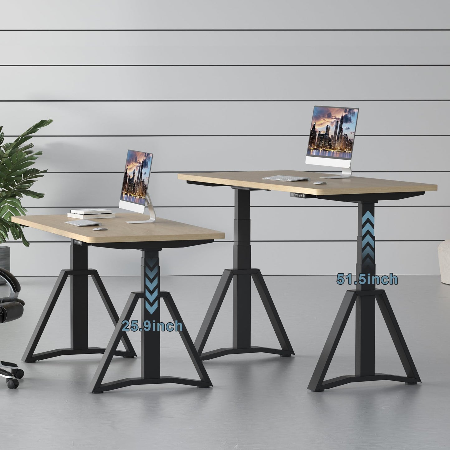 Fromann Standing Desk Frame Dual Motors 3 Stages Electric Height Adjustable Sitting Stand Up Desk Base Legs Only (Black)