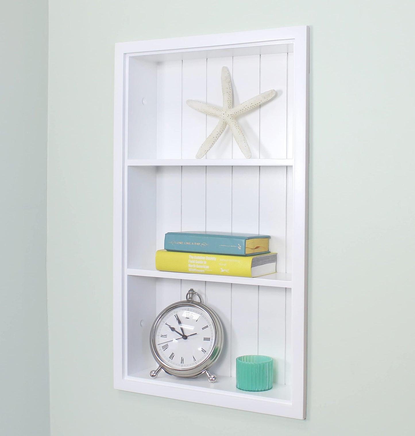 Fox Hollow Furnishings 14x24 Sloane Recessed Wall Niche Medicine Cabinet Replacement, in The Wall Bathroom Cabinet Insert Shelf/Shelves, Made in North America, Real Wood, NO MDF, White Beadboard Back