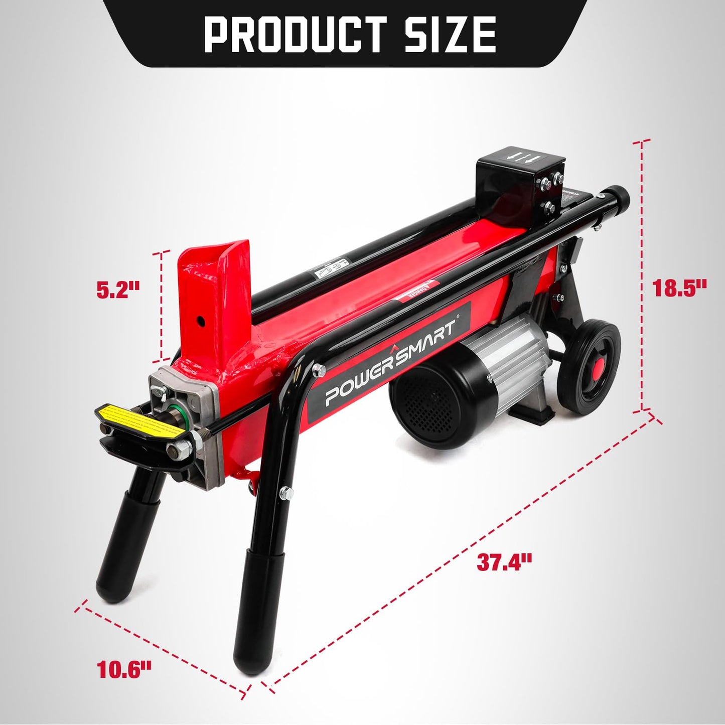 PowerSmart Electric Log Splitter 6.5-Ton, Wood Splitter with 3450 Motor Speed, 15 Amp, Horizontal Full Beam Design and Steel Wedge for Firewood & Kindling Cutting