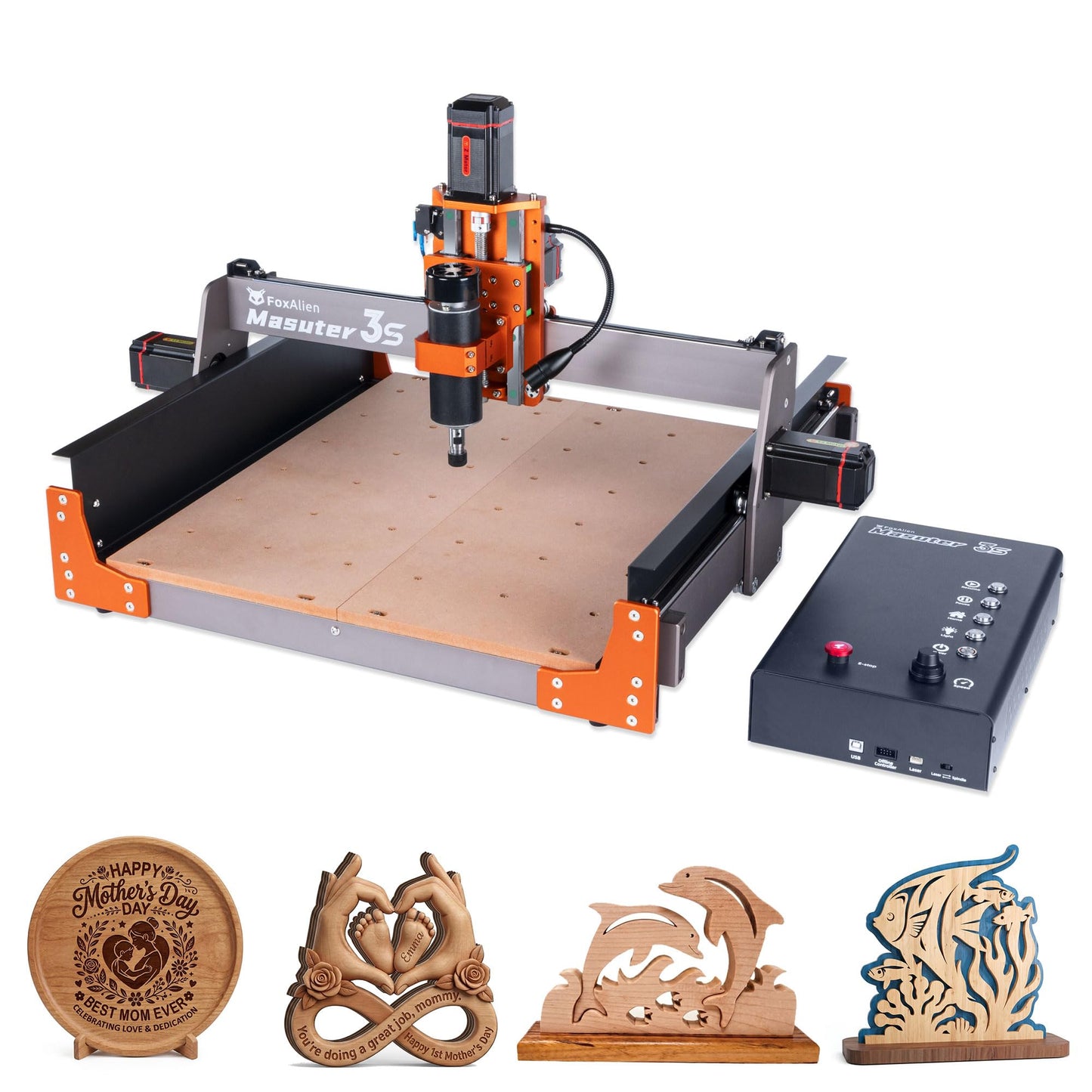 FoxAlien Masuter 3S CNC Router Machine with NEMA 23 Closed-Loop Stepper Motor, 400W Spindle 3 Axis Engraving Milling Machine for Wood Acrylic Aluminum Carving Cutting