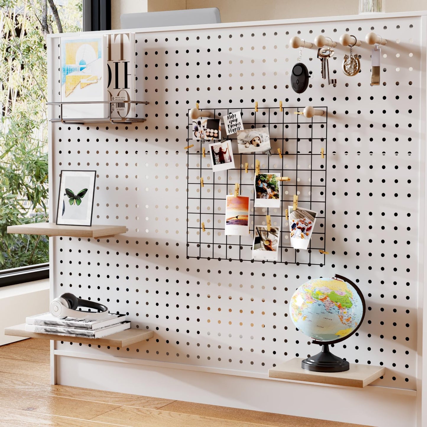 ROMSHINE Reception Desk with Counter, Lockable Drawers and Pegboard, 47.2 inch Wide Front Desk Modern Reception Room Table, Checkout Counter Salon Reception Table, White