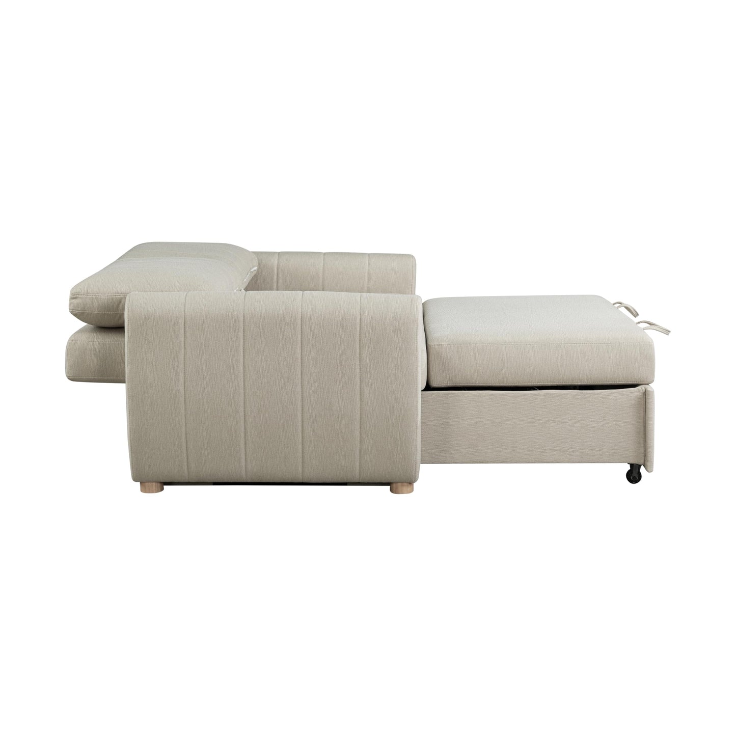 Serta Galway 66.5" Convertible Sleeper Loveseat, Full Size, Dreamcoil Comfort, FingerGuard Pinch Point Protection, Soft Woven Fabric, Beige