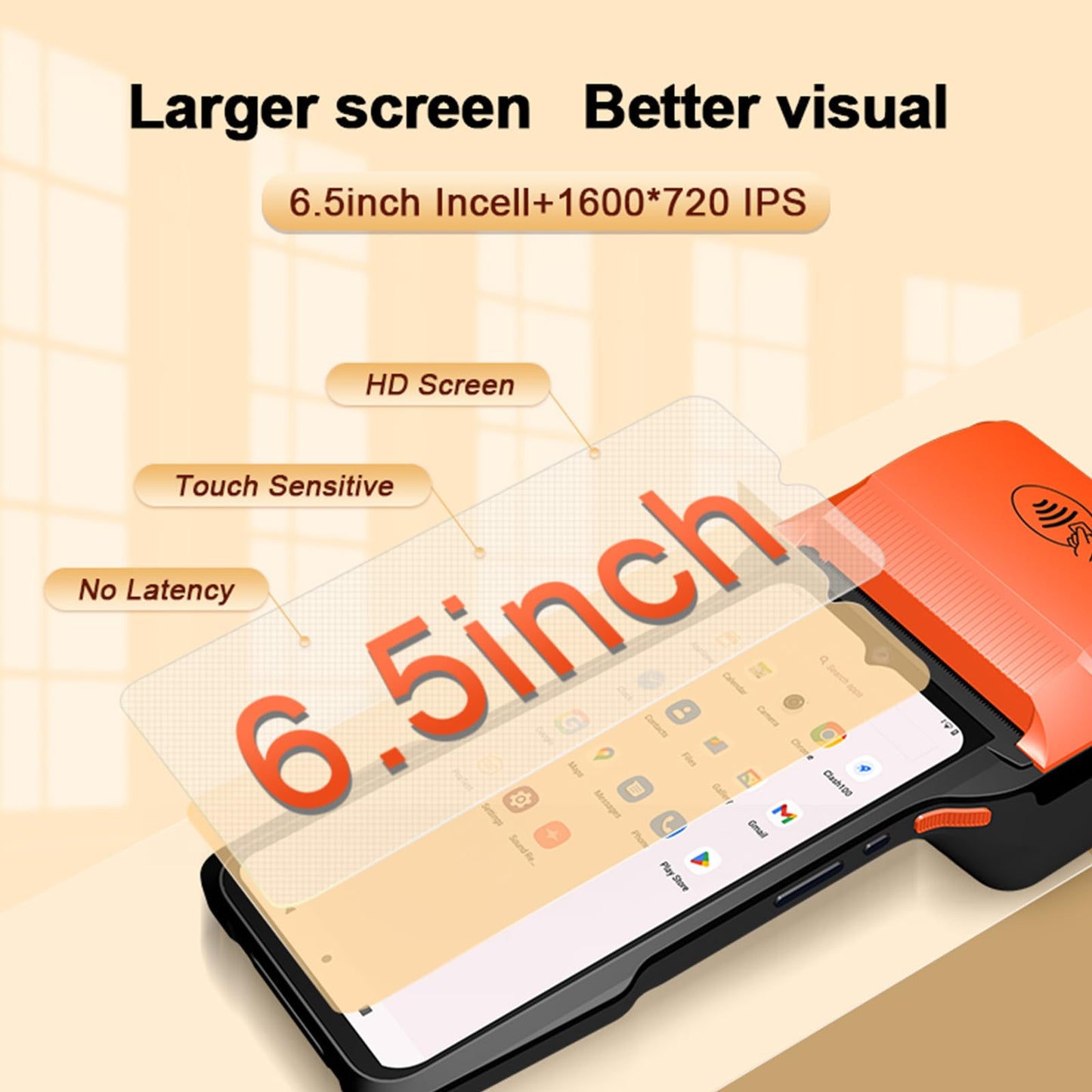 POS PDA Receipt/Label Printer,Symcode Android 14 Handheld POS Printer 3GB+32GB with 2D Barcode Scanner with NFC Reader,Wifi/Gps/BT/5G Full Network Connection 6.5" Touchscreen 80mm/58mm Label Printing