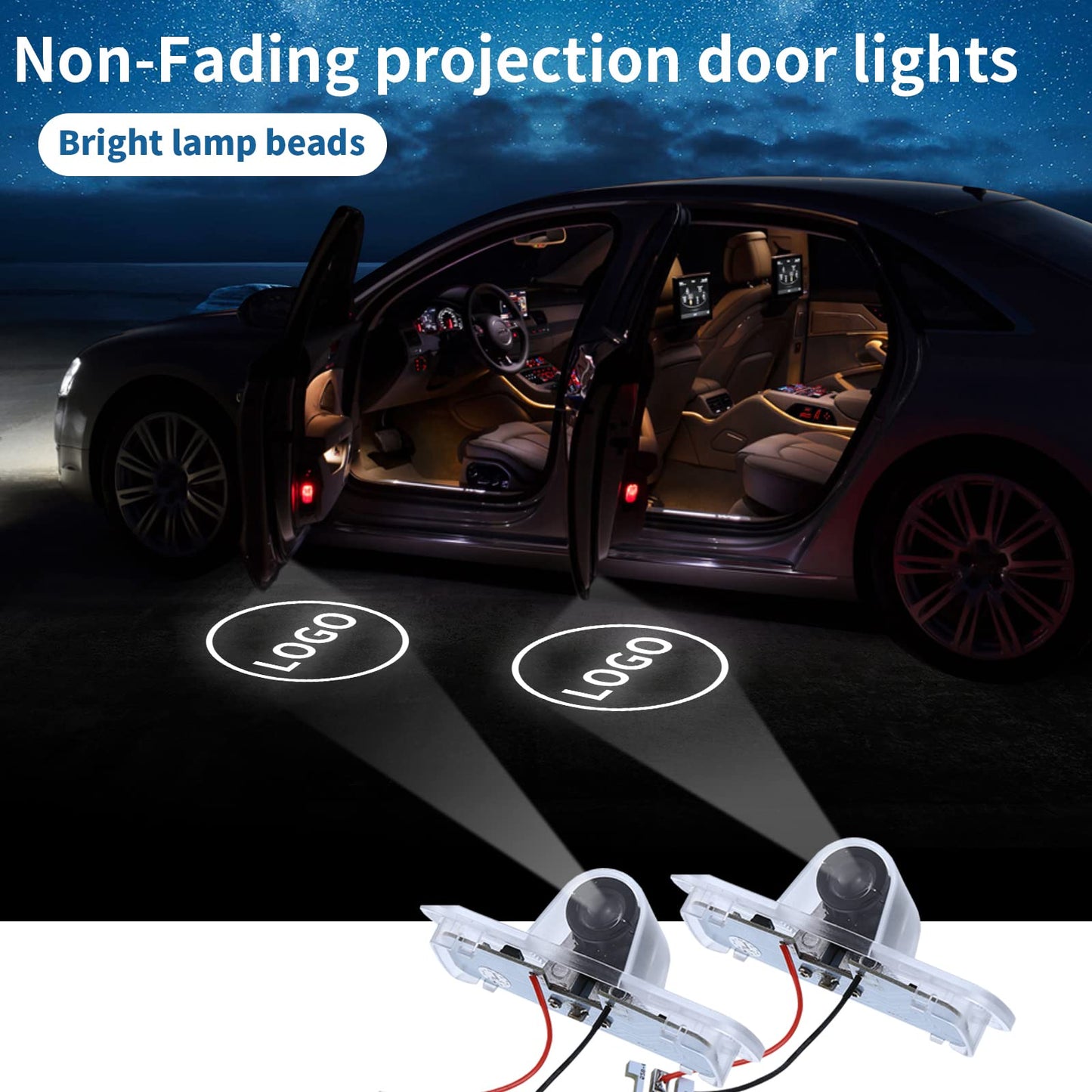 RLRHOO Non-Fading Car Door LED Logo Projector Light Kit, ABS Plastic, Red, Compatible with Accord 2003-2012, Model BT-0808
