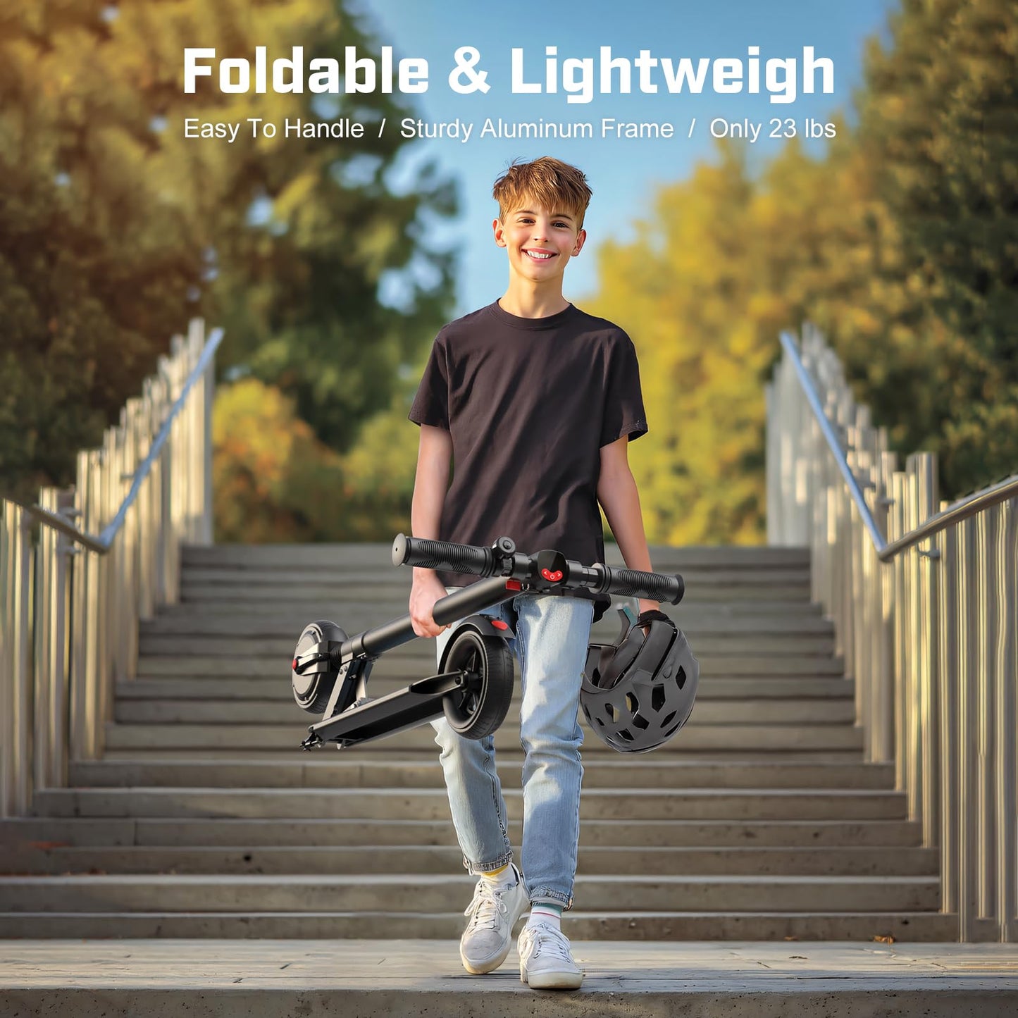 Caroma Electric Scooters - Electric Scooter for Adults, 450W Peak Motor, 16 Max MPH, 15-21 Miles Range, Lightweight Foldable E-Scooter