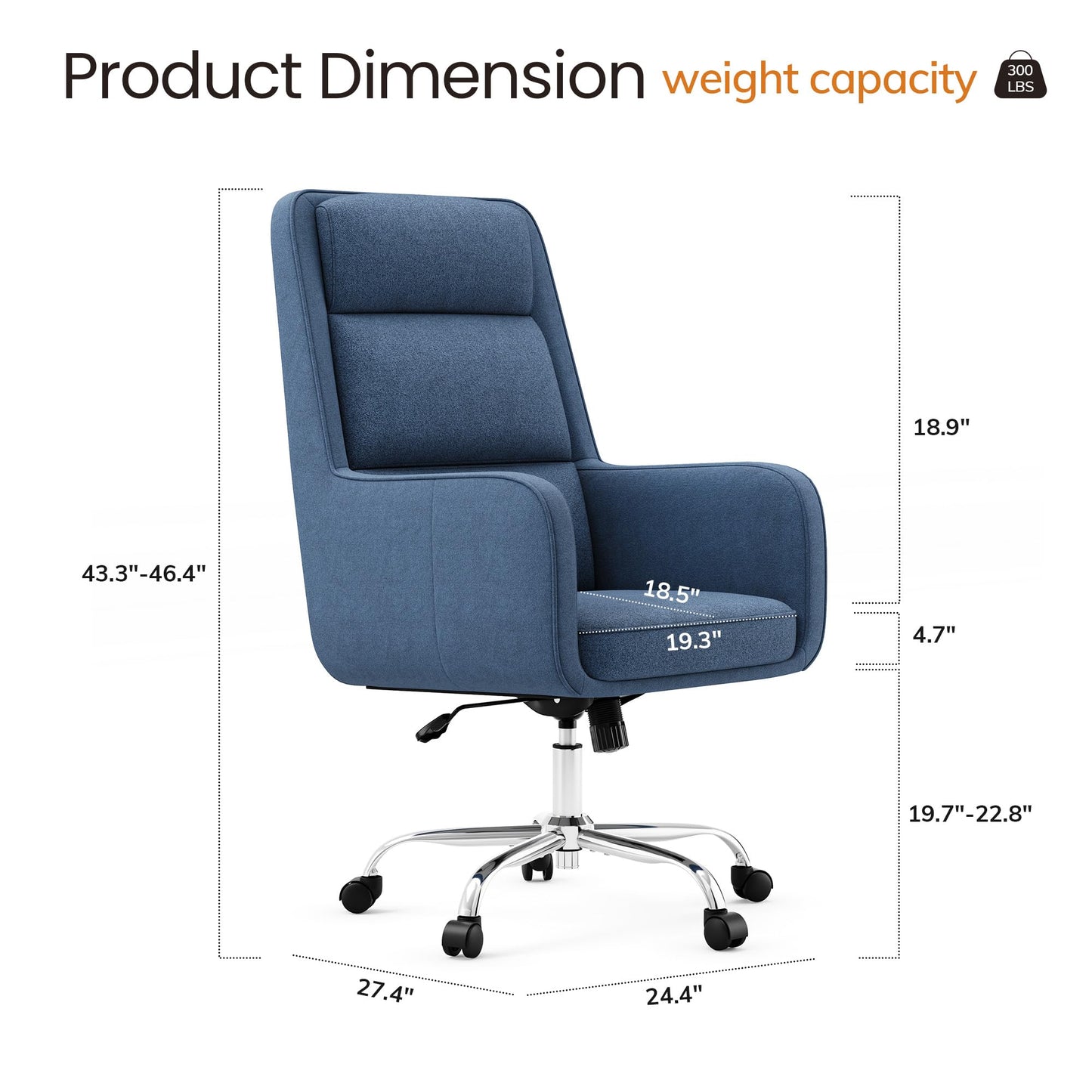 COLAMY Cocoon Modern Executive High Back Home Office Chair, Upholstered Desk Chair with Wheels, Vanity Chair with Head and Lumbar Support, Armrest (Beige)