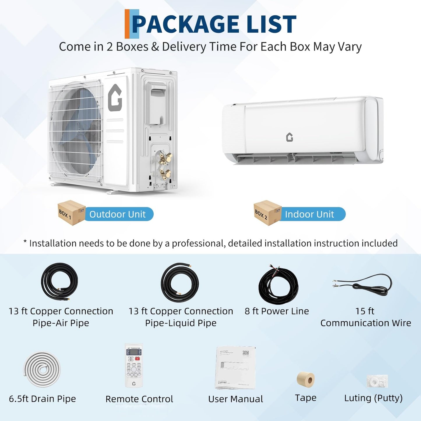 GAOMON 12000 BTU Mini Split AC/Heating System 22 SEER2 115V, Ductless Inverter Air Conditioner with Heat Pump & Wi-Fi, Wall Mounted AC Unit Cools up to 750 Sq.Ft, R32 Pre-Charged, Installation Kit