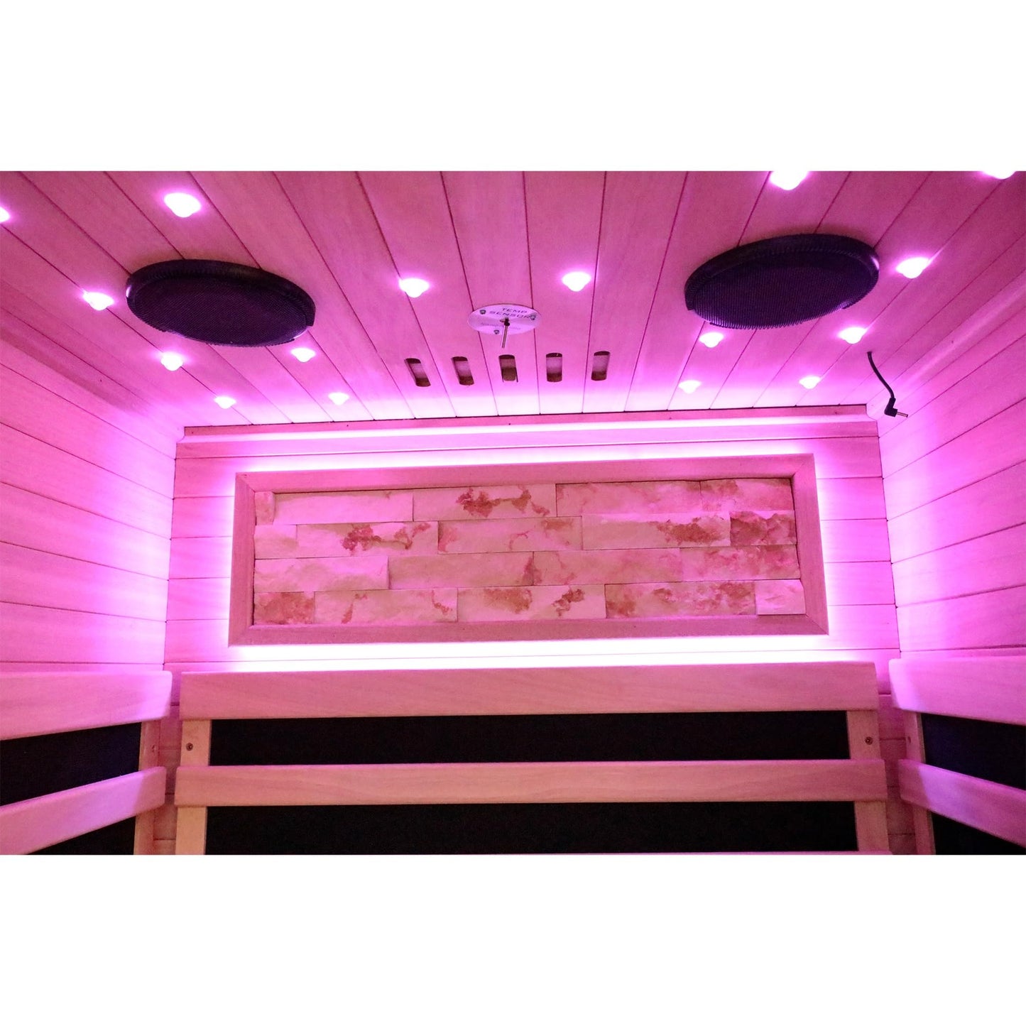 YJSPSSW Single-Person Sauna Room – Compact Infrared Heat Therapy Cabin with 7 Heating Plates, Starry Sky LED & Oguman Wood Design (900x900x1800mm)