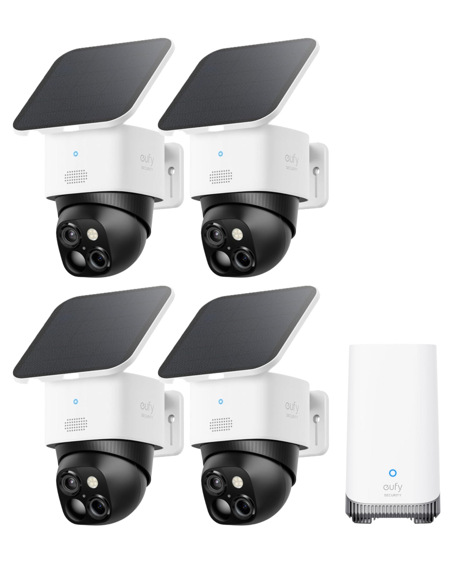 eufy Security SoloCam S340 4-Cam Kit (HomeBase S380), Solar Security Camera, Wireless Outdoor Camera, 360° Pan and Tilt, No Blind Spots, No Monthly Fee, Built-in Local Storage (Up to 16TB)