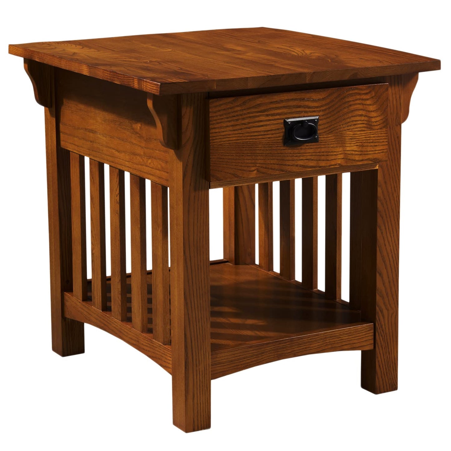 Leick Home Mission End Table, Solid Wood, 1 Storage Drawer, Additional Secret Compartment, Bottom Display Shelf, Easy-Assembly, Medium Oak, 20.0 in. L x 24.0 in. W x 24.0 in. H, 8222-SC