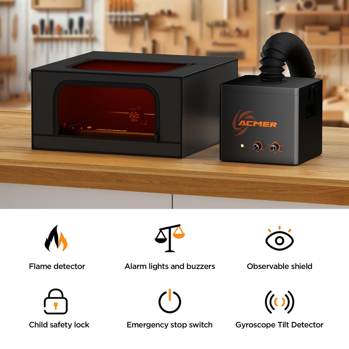 ACMER 33W Laser Engraver Machine, 33000mW Laser Cutter & Engraving Machine, 420×400mm Work Area for Stainless Steel, Metal, Wood, Acrylic, Leather, DIY Projects
