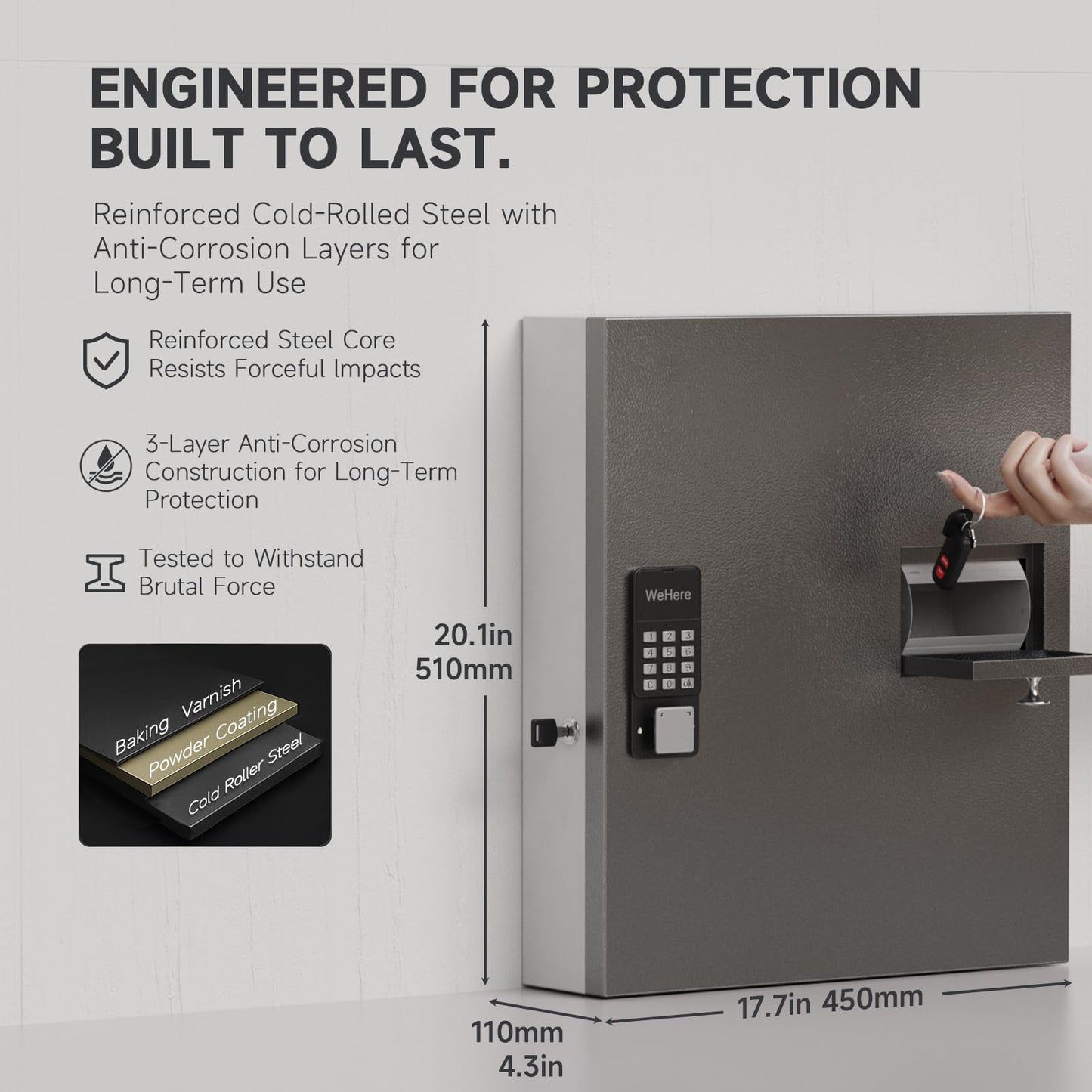 DiDiHere 56 Keys Lock Box, Key Management Cabinet Key with Drop Slot, APP Bluetooth, Digital Keypad, & WiFi Unlock, Access Log Tracking, Key Return Box for Hotel, Car Dealerships, Office, School