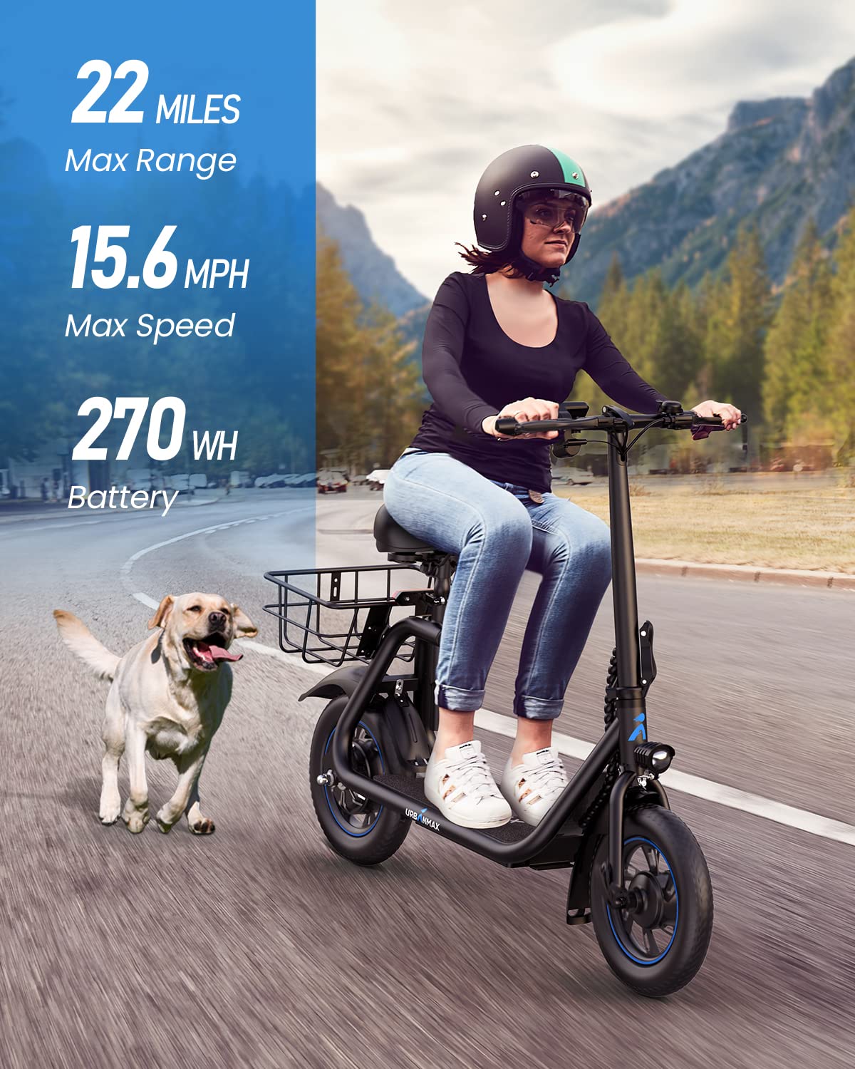 URBANMAX C1 Electric Scooter with Seat,450W Powerful Motor up to 20 Miles Range,Foldable E-Scooter for Adults Max Speed 15.5Mph,12" Pneumatic Tires for Commuting & Errands,Deep Purple