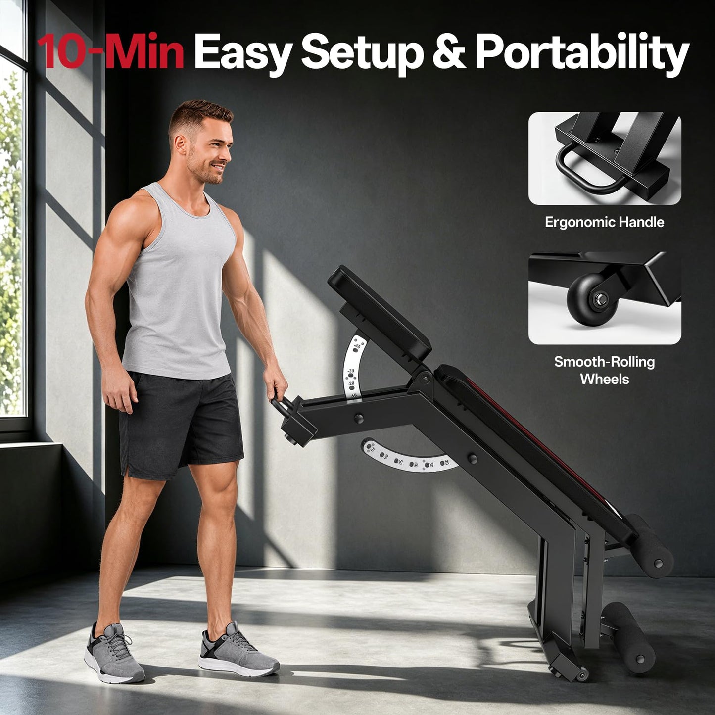 JOROTO Weight Bench, 1800LBS Capacity Workout Bench, 18” Bench Press Height, 8+5 Adjustable Weight Bench with Flat/Incline/Decline Angle, Sit Up Bench for Home Gym Strength Training