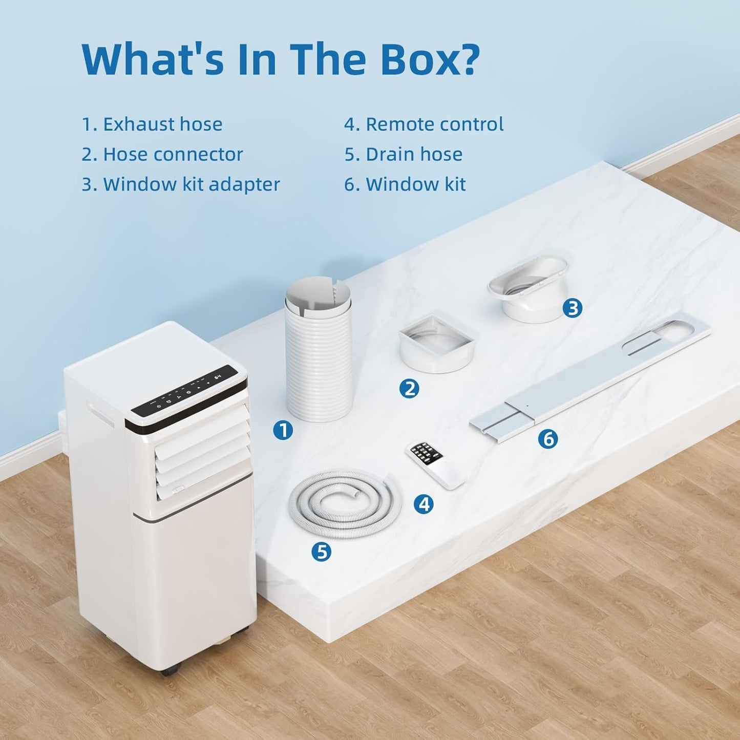 Portable Air Conditioner, 10000 BTU, Cools Up to 450 Sq Ft, Remote Control, 2 Fan Speeds, 24 Hour Timer, Quiet Operation & Fan Mode, Portable AC for Bedroom, Office, Home & Dorm