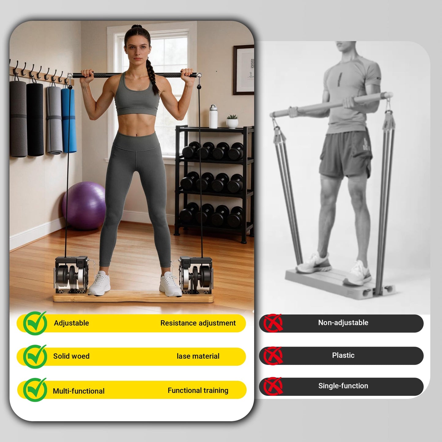 FovemiG Home Gym Equipment, - Compact Full Body Workout Equipment with Adjustable Resistance for Strength Training, Squats, Bench Press, Rows, Portable Multifunctional for Small Spaces & Apartments