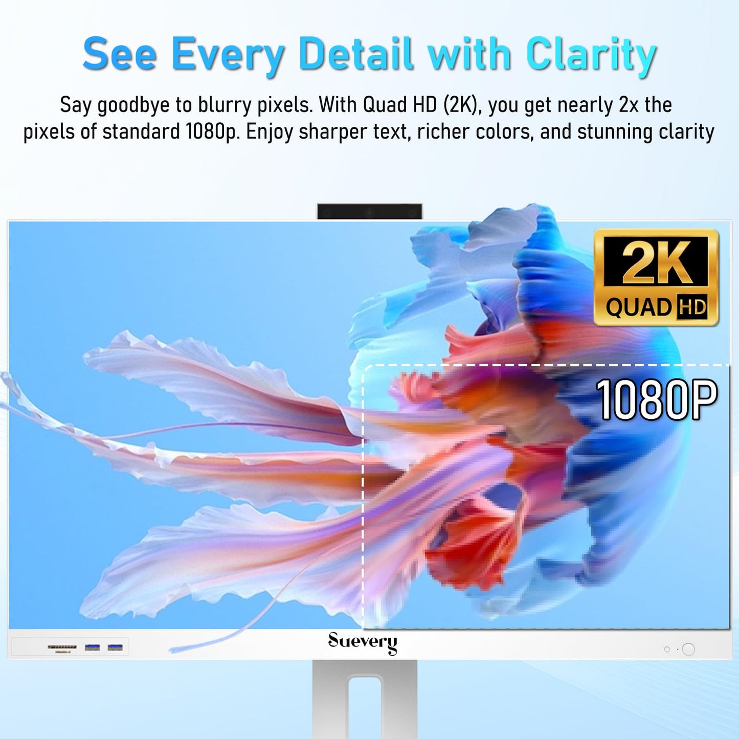 suevery All-in-One Desktop Computer Wi-Fi6 Gaming All in One Business PC White Business AIO Home Office Includes Keyboard & Mouse (I5-32G-1TB)