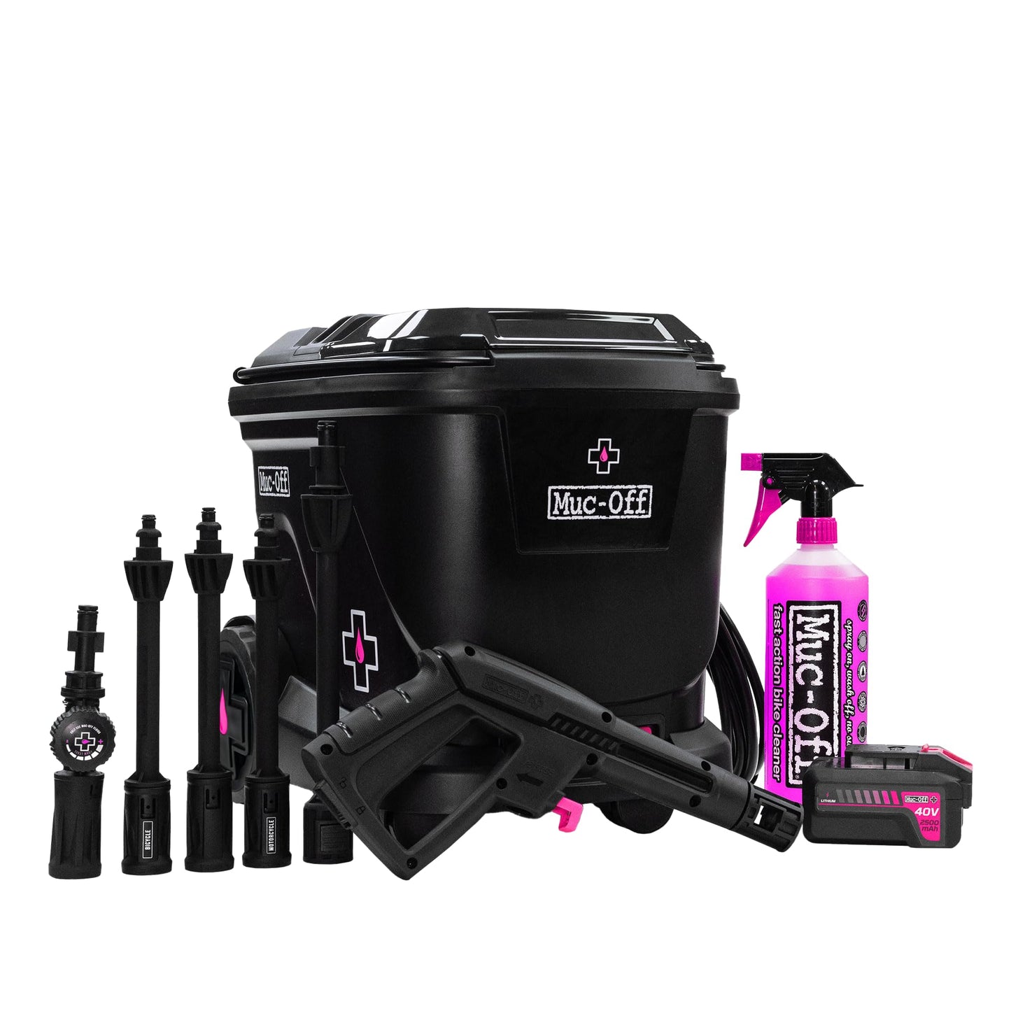 Muc-Off Mobile Pressure Washer Moto Starter Bundle – Portable Battery Powered 20L Pressure Washer with 4 Lances and Nano Tech Motorcycle Cleaner