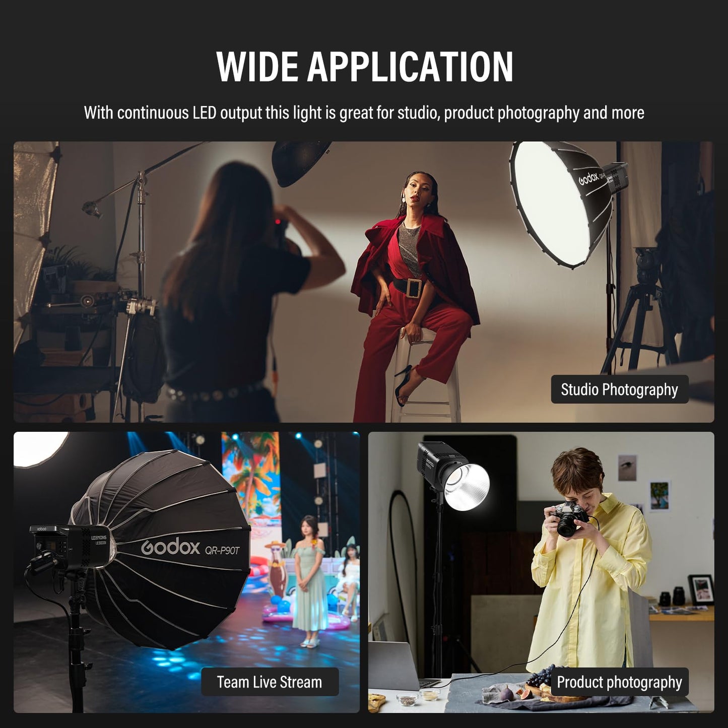 GODOX LE300Bi Light Kit, Godox Litemons LE300Bi Video Light with Softbox Light Stand, Bowens Mount, DMX/Bluetooth APP Control, NFC Connection, 2800K~6500K, 58900Lux@1m, CRI/TLCI98, 11 Fx Effects