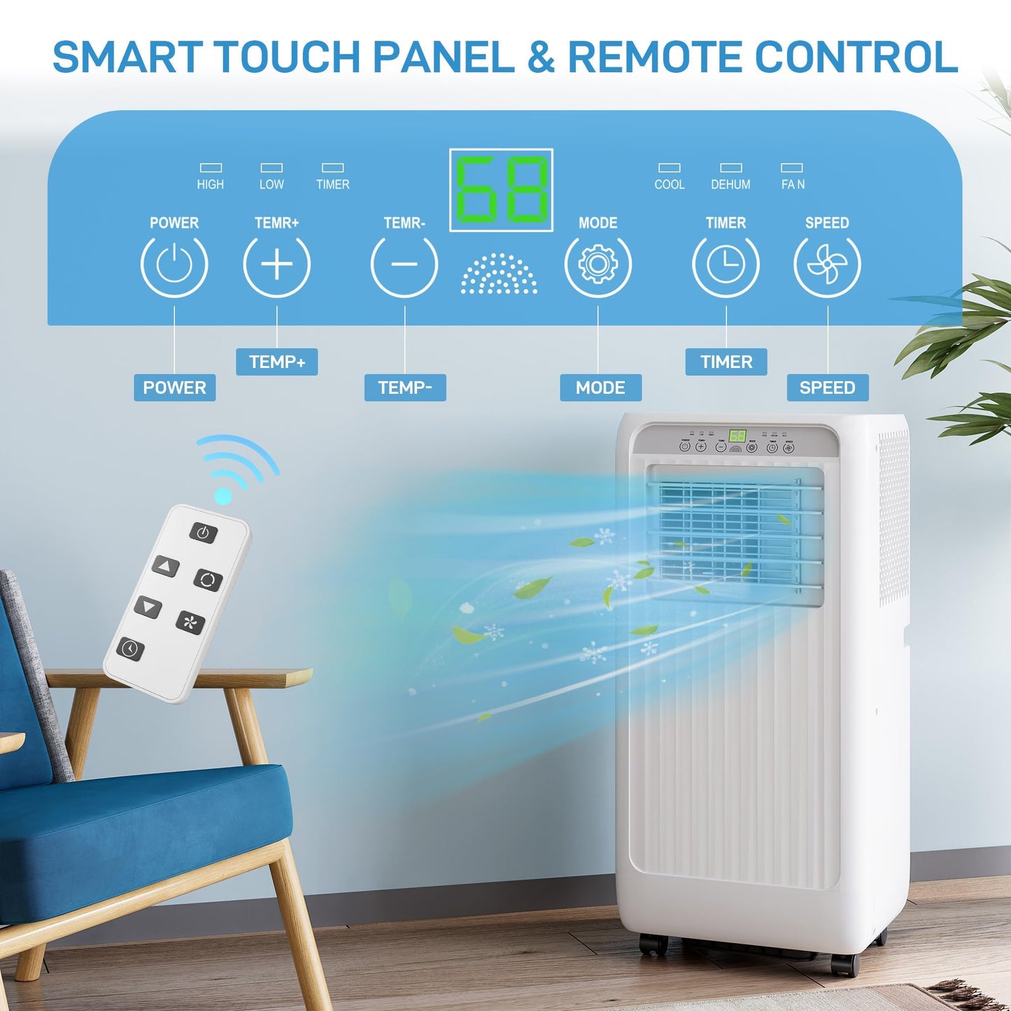 GarveeTech Portable Air Conditioners 10000 BTU for Rooms Up to 450 Sq, Ft, Portable AC with Cooling, Dehumidifier, Fan & Sleep Modes, Stand Up AC Units with Remote Control and Auto Evaporation