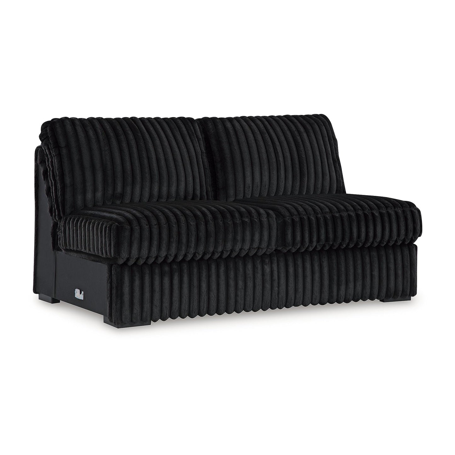 Signature Design by Ashley Midnight‑Madness Sectionals, Jumbo Corduroy Sectional Sofa with Chaise, Plush Cushioned Comfort for Cozy Living Room Lounging, 190" W x 65" D x 40" H, Black