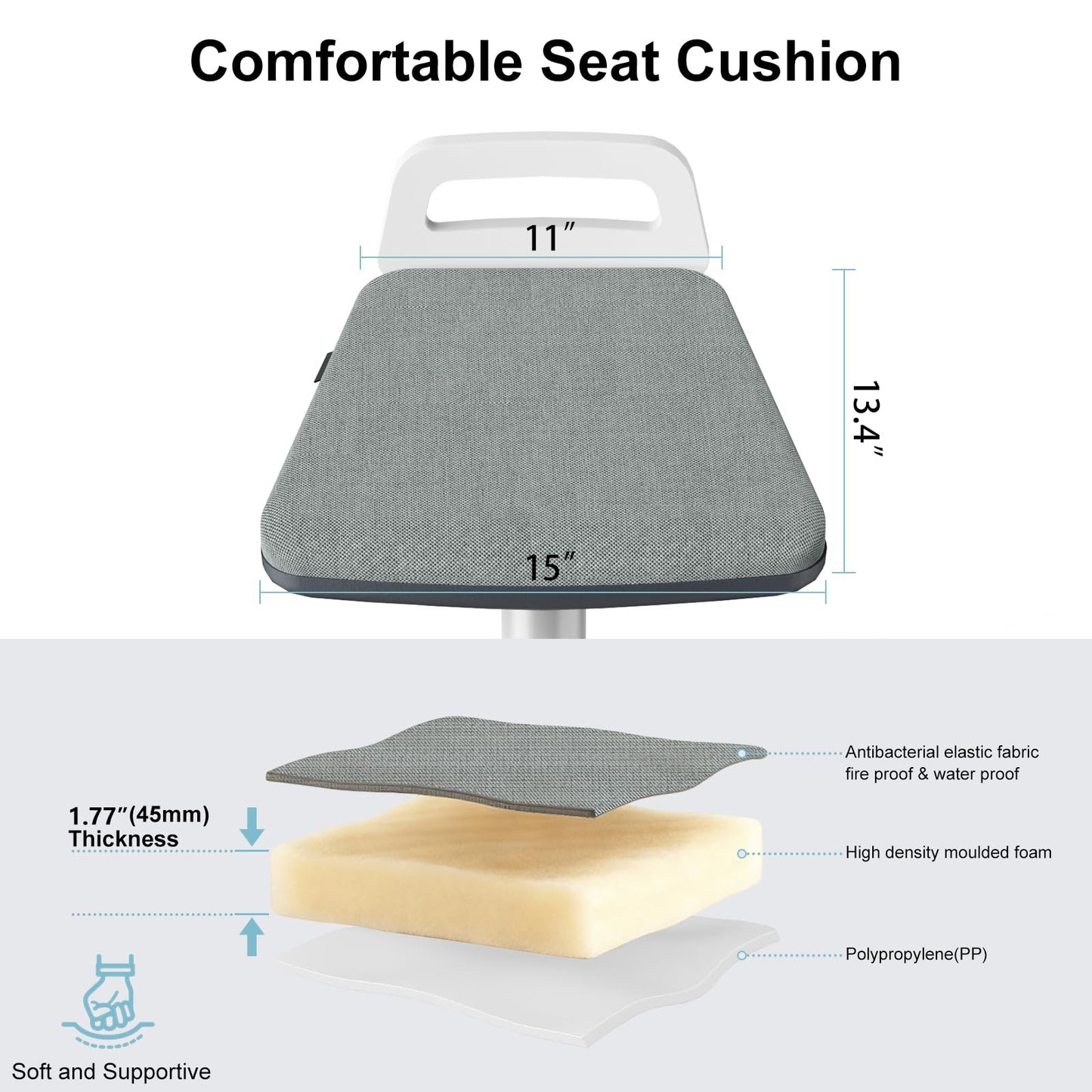 ERGO COLLECT Wobble Stool for Standing Desk, Height Adjustable 22"-31.9", Ergonomic Sit Stand Chair with Non-Slip Base & Upgraded Lift, Home Office Active Sitting Stool