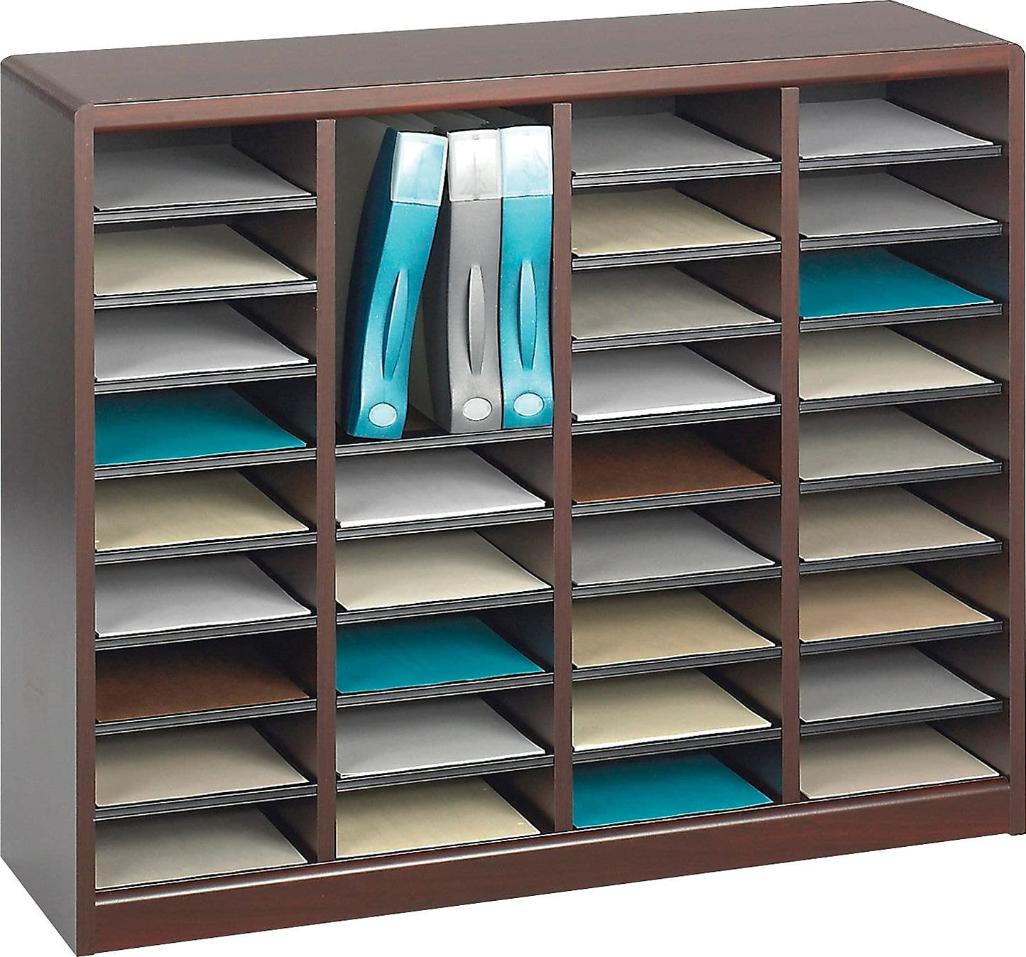 Safco Products 9321MH E-Z Stor Wood Literature Organizer, 36 Compartment, Mahogany