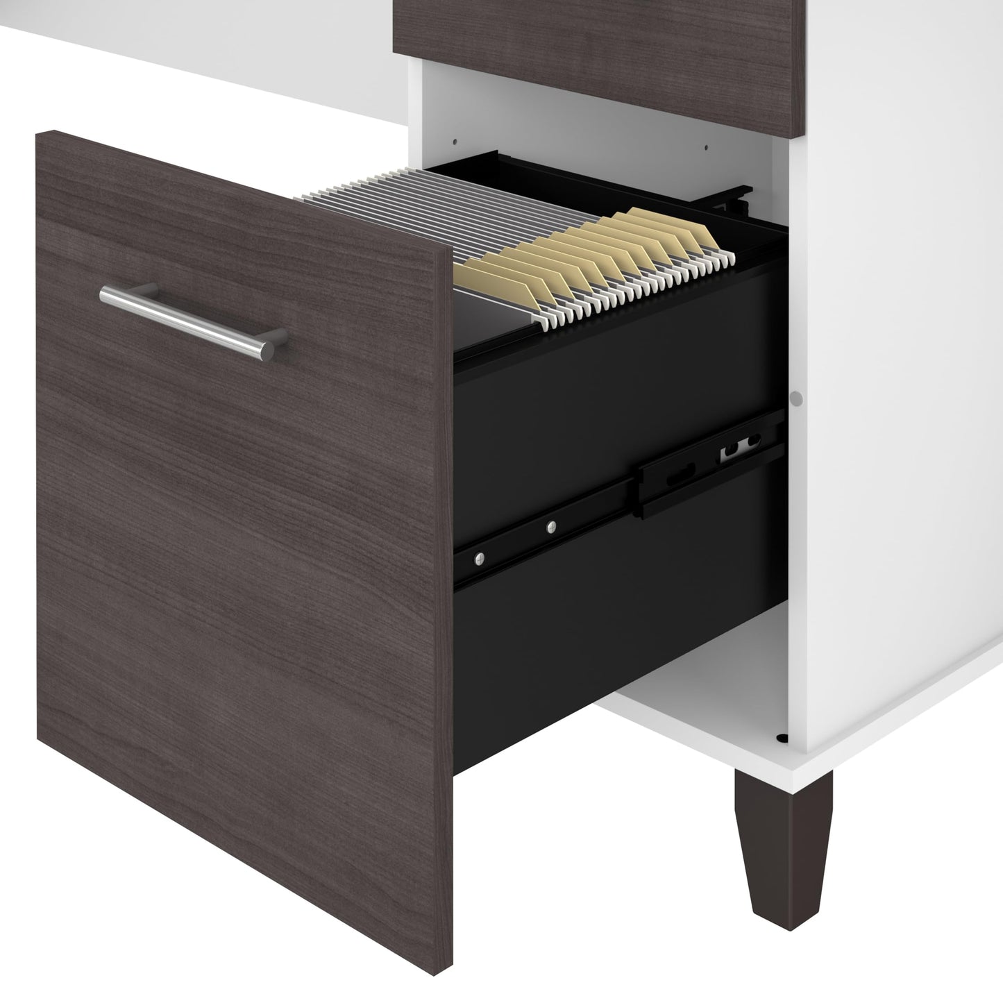 Bush Furniture Somerset 72W 3 Position Sit to Stand Adjustable Standing L Shaped Desk in White and Storm Gray, Ergonomic Corner Computer Office Table