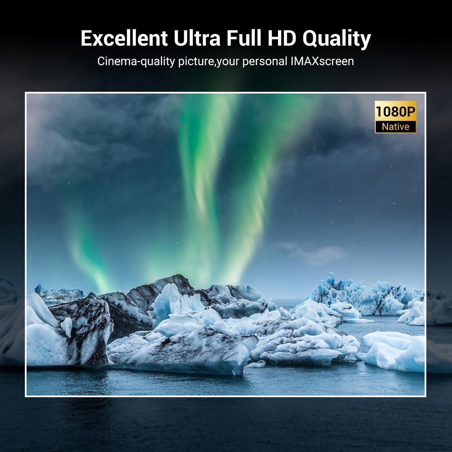 2000 ANSI Lumens Built-in Streaming App Full HD Smart Projector, HAPPRUN Native 1080P Movie Projector with Auto Focus, WiFi and Bluetooth, 300'' Large screen, Suitable for Home, Outdoor and Indoor
