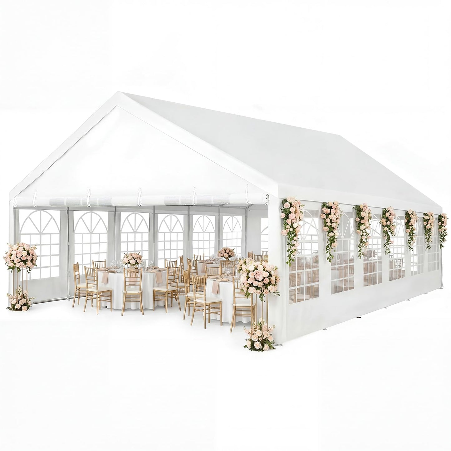 SAILARY Party Tent 20x40Ft Outdoor Canopy Gazebo Heavy Duty Large Event Shelter Carport White for Wedding Parties BBQ