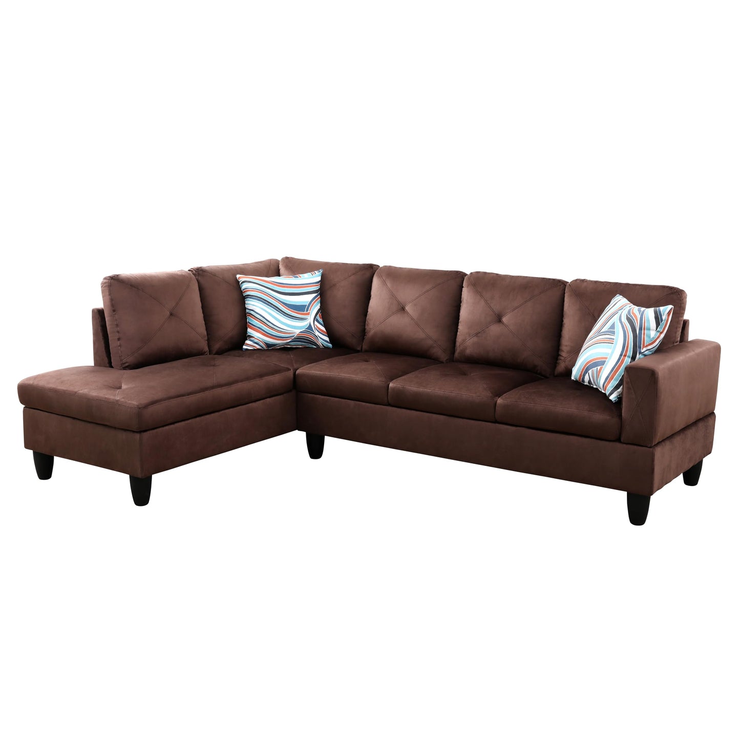 NicBex 97" L Shaped Couch Sectional Couches for Living Room, 2-Piece Modular Sofa with Movable Chaise & Deep Seat for Apartment, Bedroom, Office, Brown