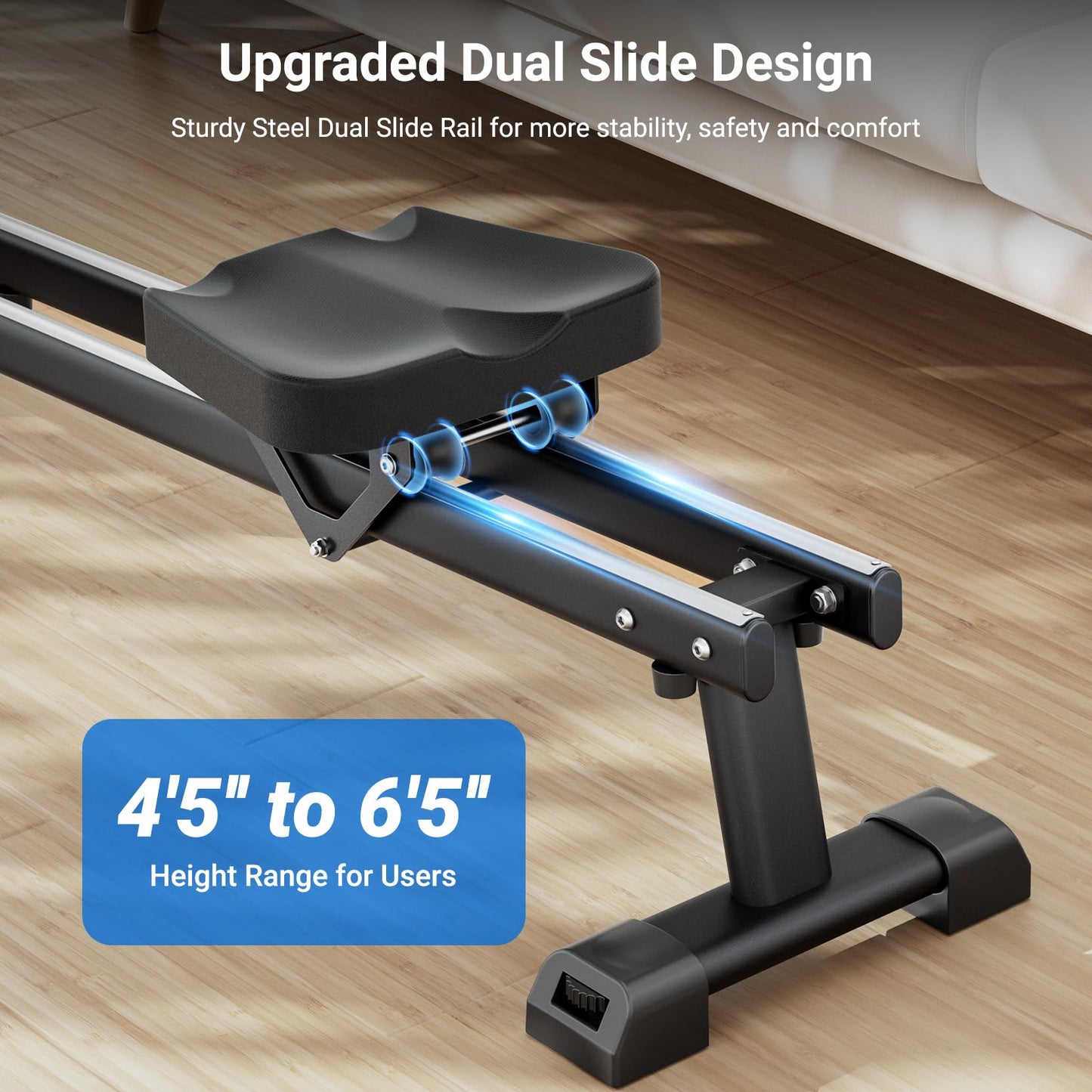 Dripex Rowing Machines for Home, Upgraded Rowing Machine Max 350 LBS, Magnetic Rower with 16 Levels of Workout Resistance, Dual Slide Rail, App Supported, LCD Monitor, Row Machine for Gym Exercise