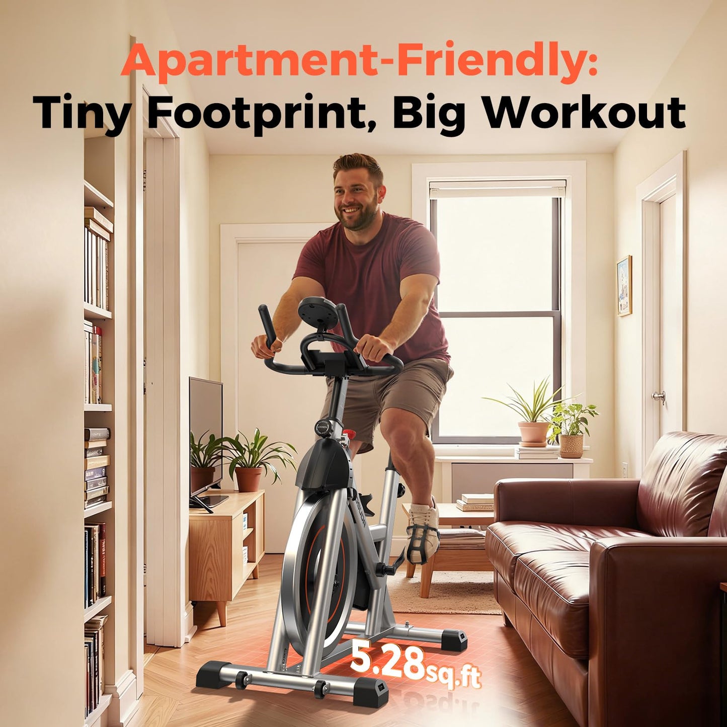 YOSUDA Exercise Bike, Brake Pad Stationary Bike for Home with Exclusive App, Magnetic Indoor Cycling Bike with 300 lb Weight Capacity, Low Noise, Tablet Holder and Fitness Courses for Weight Loss, Friction-Black