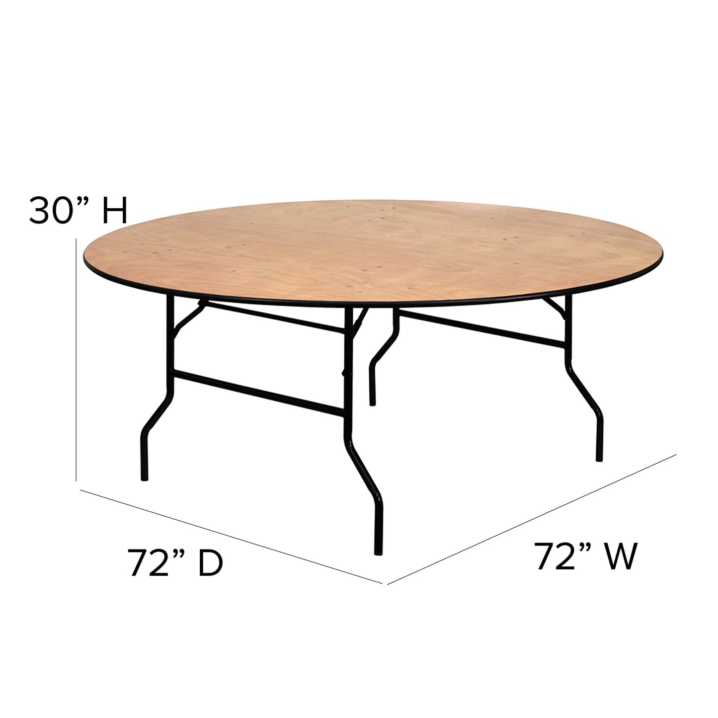 Flash Furniture Furman 6' Round All-Occasion Wood Folding Event Table, Foldable Round Portable Banquet Table with Wooden Top, Natural/Black