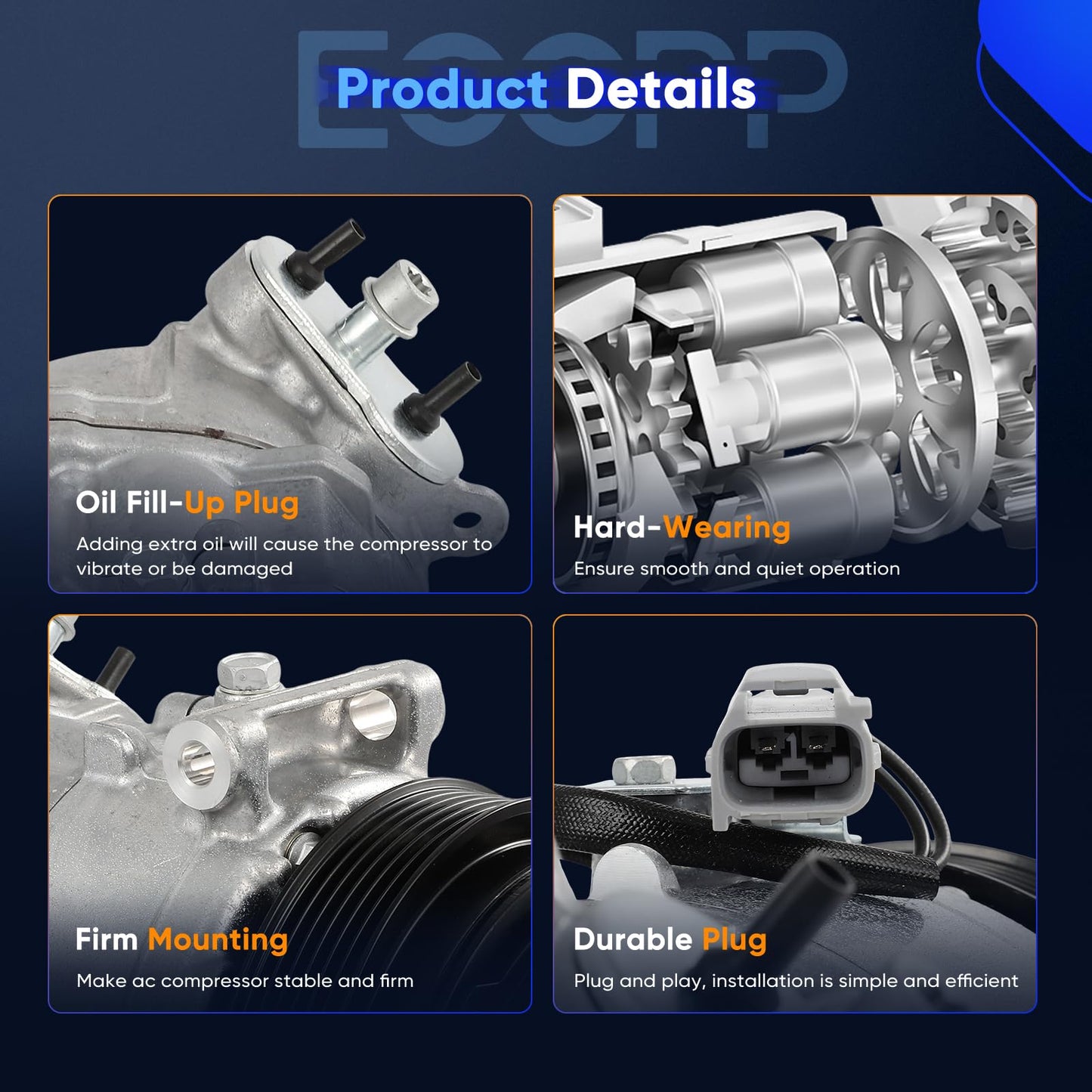 ECCPP A/C Compressor with Clutch Fit for Jeep Cherokee 2.4L 2014-2023 Fit for Chrysler 200 2.4L 2015-2017 AC Compressor
