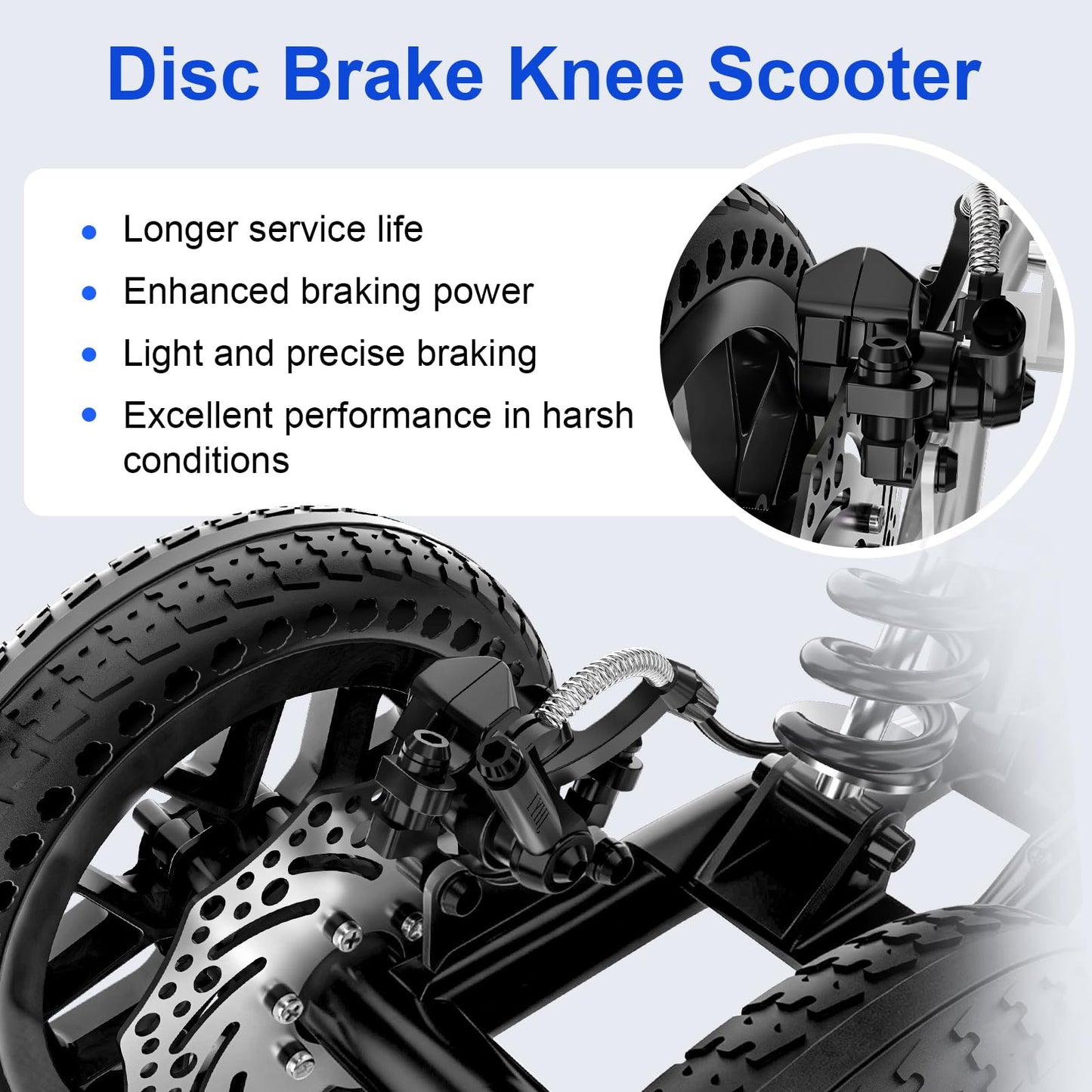 BlessReach All Terrain Foldable Knee Scooter Walker - Economical Knee Walker for Foot Injuries, Compact Crutches Alternative - Black