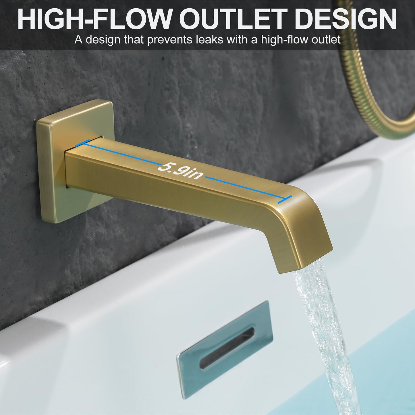 Bathtub Shower Faucet Set with Pressure Balance Valve, 12" Ceiling Mount Shower System with Tub Spout Multi-function Handheld Head Push Button Diverter Shower Trim Kit, Brushed Gold