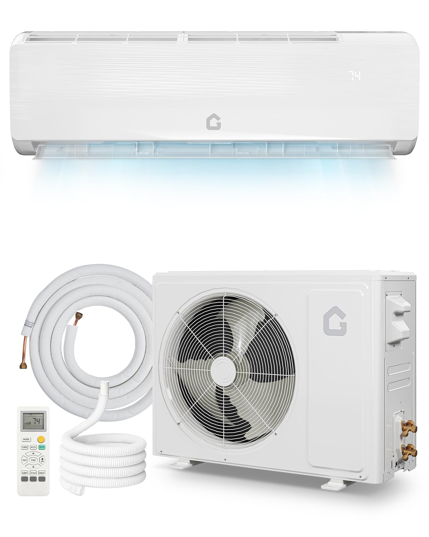 GarveeTech 12000 BTU Mini Split Air Conditioner - 19 SEER2 Ductless Inverter AC with 115V, Cools Up to 750 Sq. Ft, Built-in Heat Pump System, White